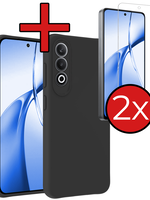BTH BTH OnePlus Nord CE4 Hoesje Siliconen Met 2x Screenprotector - Zwart