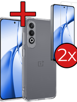 BTH BTH OnePlus Nord CE4 Hoesje Siliconen Met 2x Screenprotector - Transparant