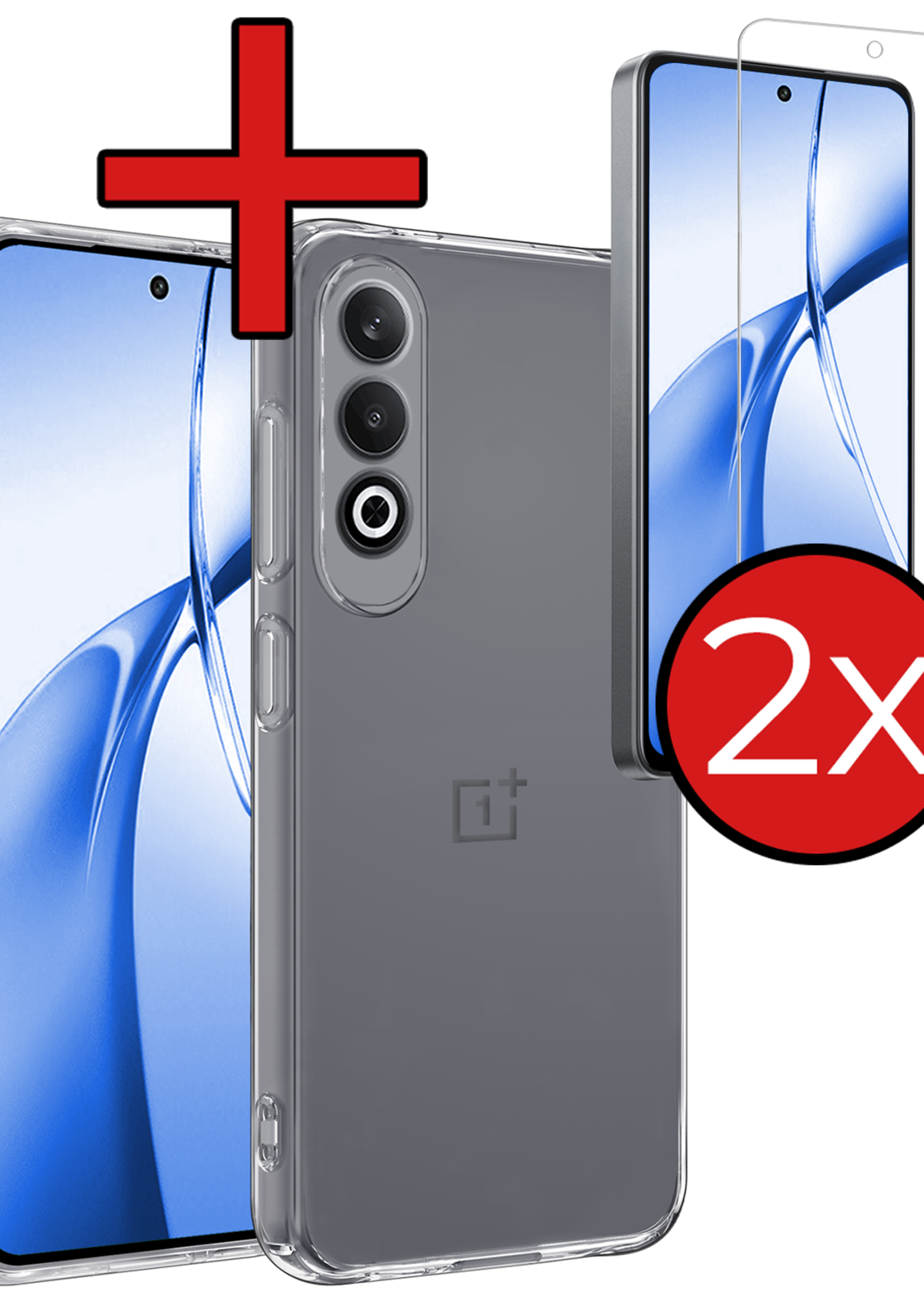 BTH Hoesje Geschikt voor OnePlus Nord CE4 Hoesje Siliconen Case Hoes Met 2x Screenprotector - Hoes Geschikt voor OnePlus Nord CE4 Hoes Cover Case - Transparant