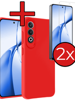 BTH BTH OnePlus Nord CE4 Hoesje Siliconen Met 2x Screenprotector - Rood