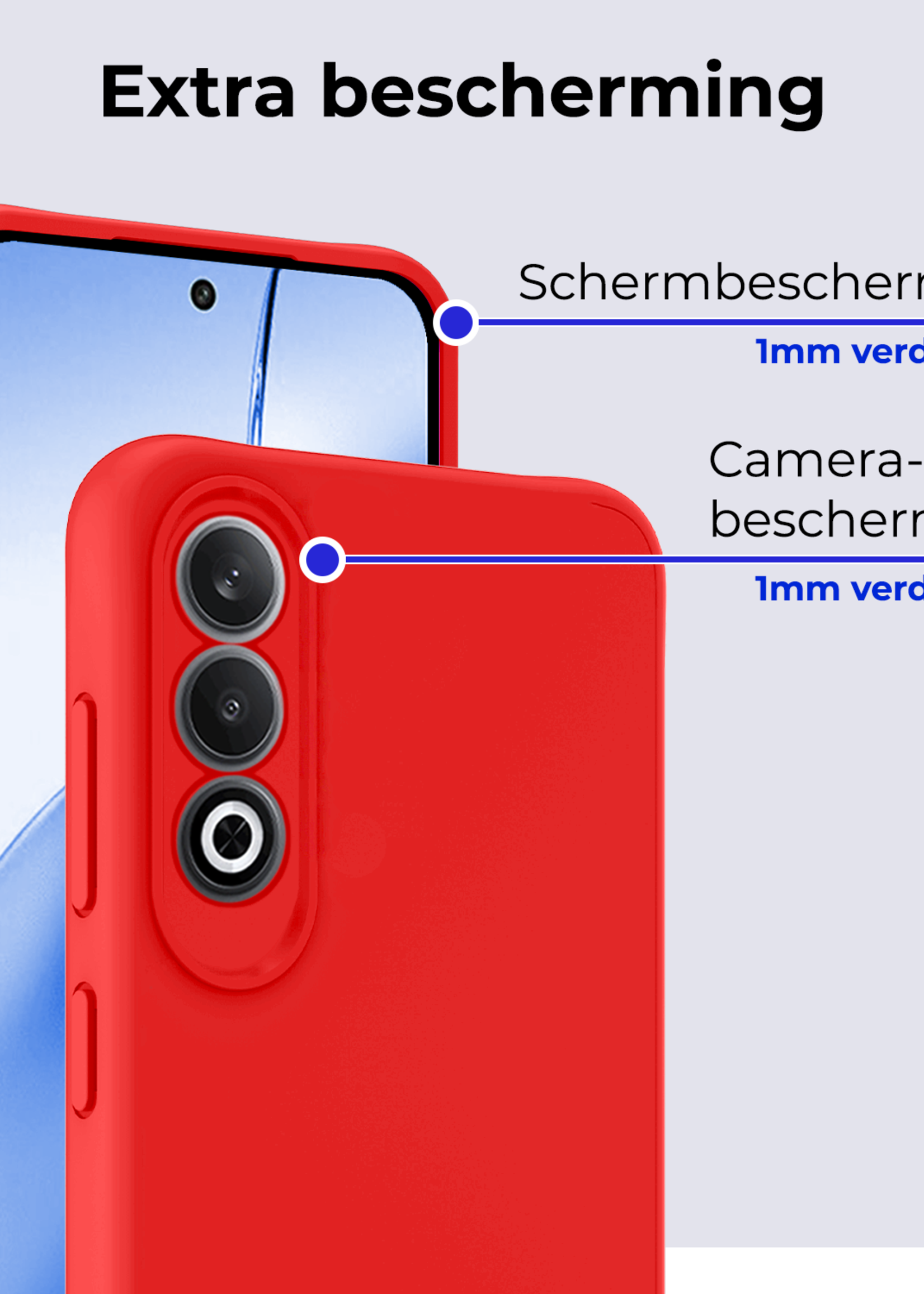BTH Hoesje Geschikt voor OnePlus Nord CE4 Hoesje Siliconen Case Hoes Met 2x Screenprotector - Hoes Geschikt voor OnePlus Nord CE4 Hoes Cover Case - Rood
