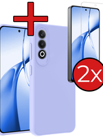 BTH BTH OnePlus Nord CE4 Hoesje Siliconen Met 2x Screenprotector - Lichtblauw