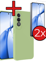 BTH BTH OnePlus Nord CE4 Hoesje Siliconen Met 2x Screenprotector - Groen