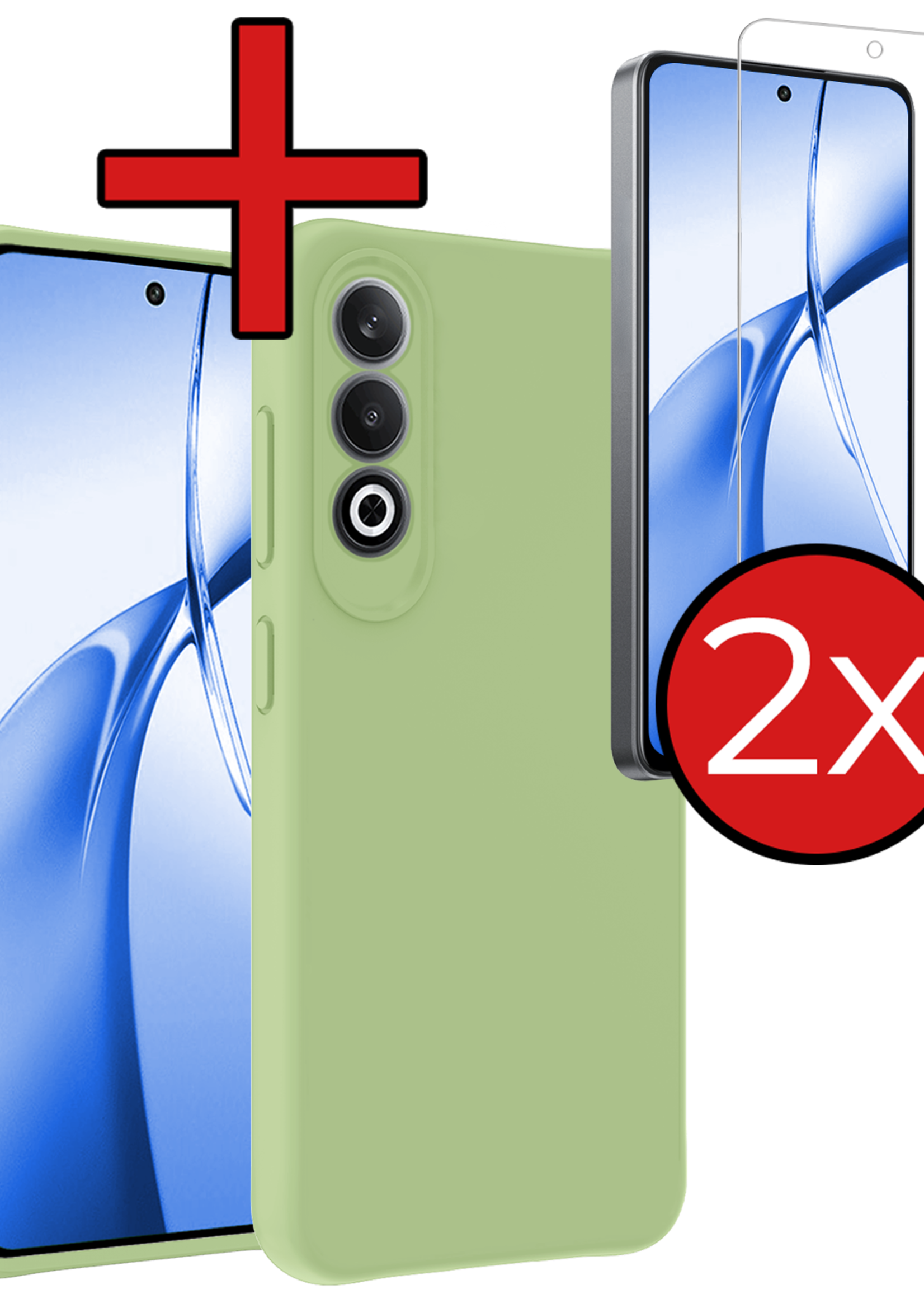 BTH Hoesje Geschikt voor OnePlus Nord CE4 Hoesje Siliconen Case Hoes Met 2x Screenprotector - Hoes Geschikt voor OnePlus Nord CE4 Hoes Cover Case - Groen