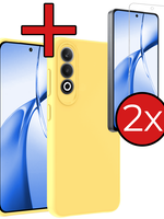 BTH BTH OnePlus Nord CE4 Hoesje Siliconen Met 2x Screenprotector - Geel