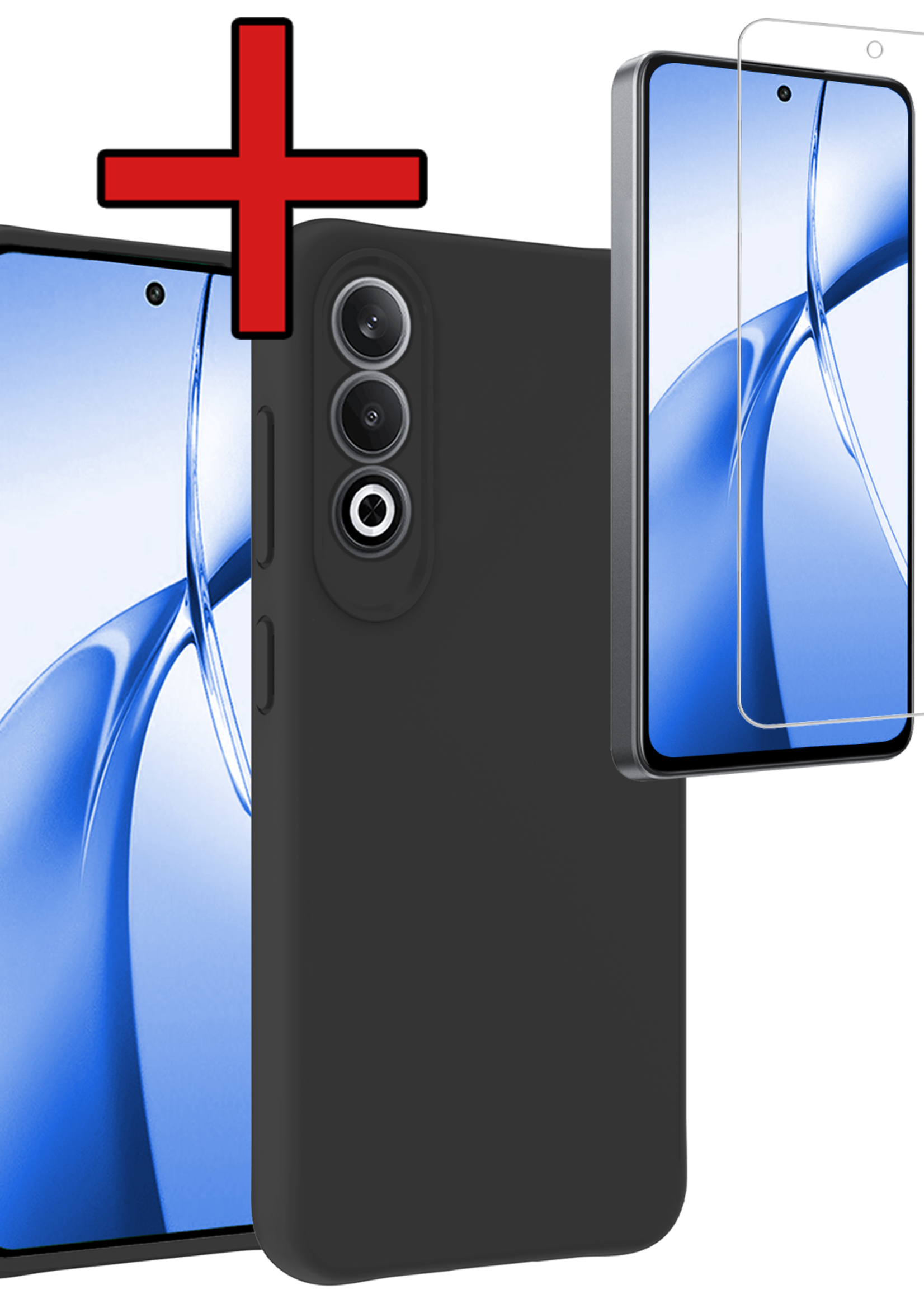 BTH Hoesje Geschikt voor OnePlus Nord CE4 Hoesje Siliconen Case Hoes Met Screenprotector - Hoes Geschikt voor OnePlus Nord CE4 Hoes Cover Case - Zwart