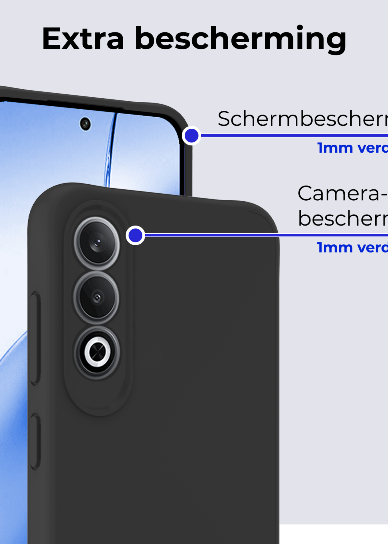 BTH Hoesje Geschikt voor OnePlus Nord CE4 Hoesje Siliconen Case Hoes Met Screenprotector - Hoes Geschikt voor OnePlus Nord CE4 Hoes Cover Case - Zwart