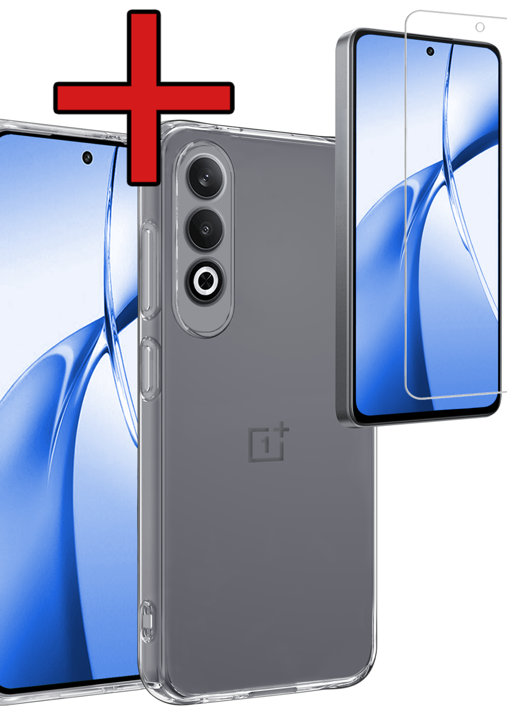 BTH Hoesje Geschikt voor OnePlus Nord CE4 Hoesje Siliconen Case Hoes Met Screenprotector - Hoes Geschikt voor OnePlus Nord CE4 Hoes Cover Case - Transparant