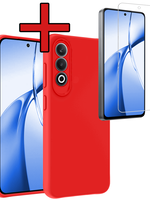 BTH BTH OnePlus Nord CE4 Hoesje Siliconen Met Screenprotector - Rood