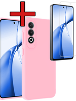 BTH BTH OnePlus Nord CE4 Hoesje Siliconen Met Screenprotector - Lichtroze