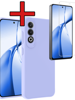 BTH BTH OnePlus Nord CE4 Hoesje Siliconen Met Screenprotector - Lichtblauw