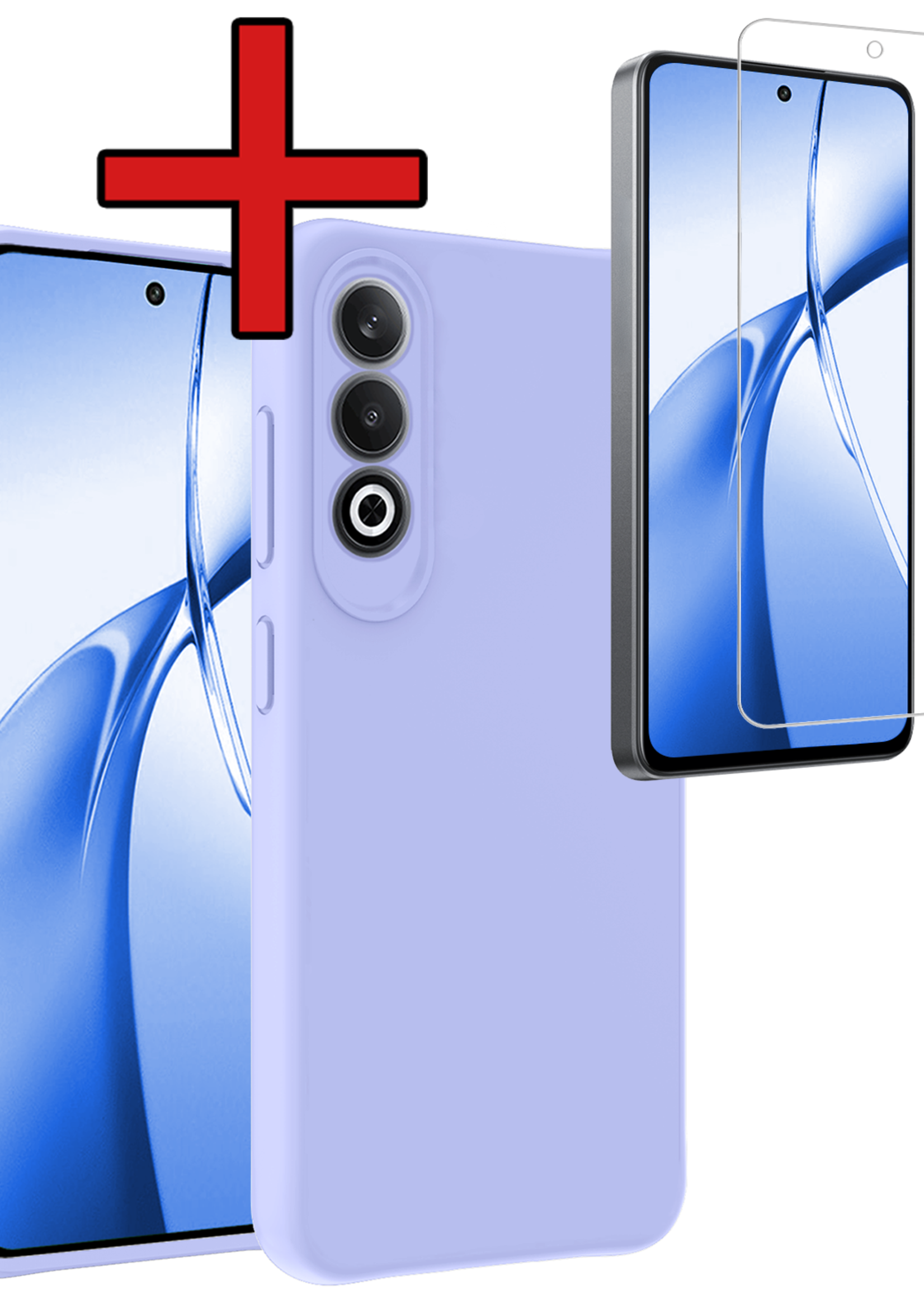 BTH Hoesje Geschikt voor OnePlus Nord CE4 Hoesje Siliconen Case Hoes Met Screenprotector - Hoes Geschikt voor OnePlus Nord CE4 Hoes Cover Case - Lichtblauw