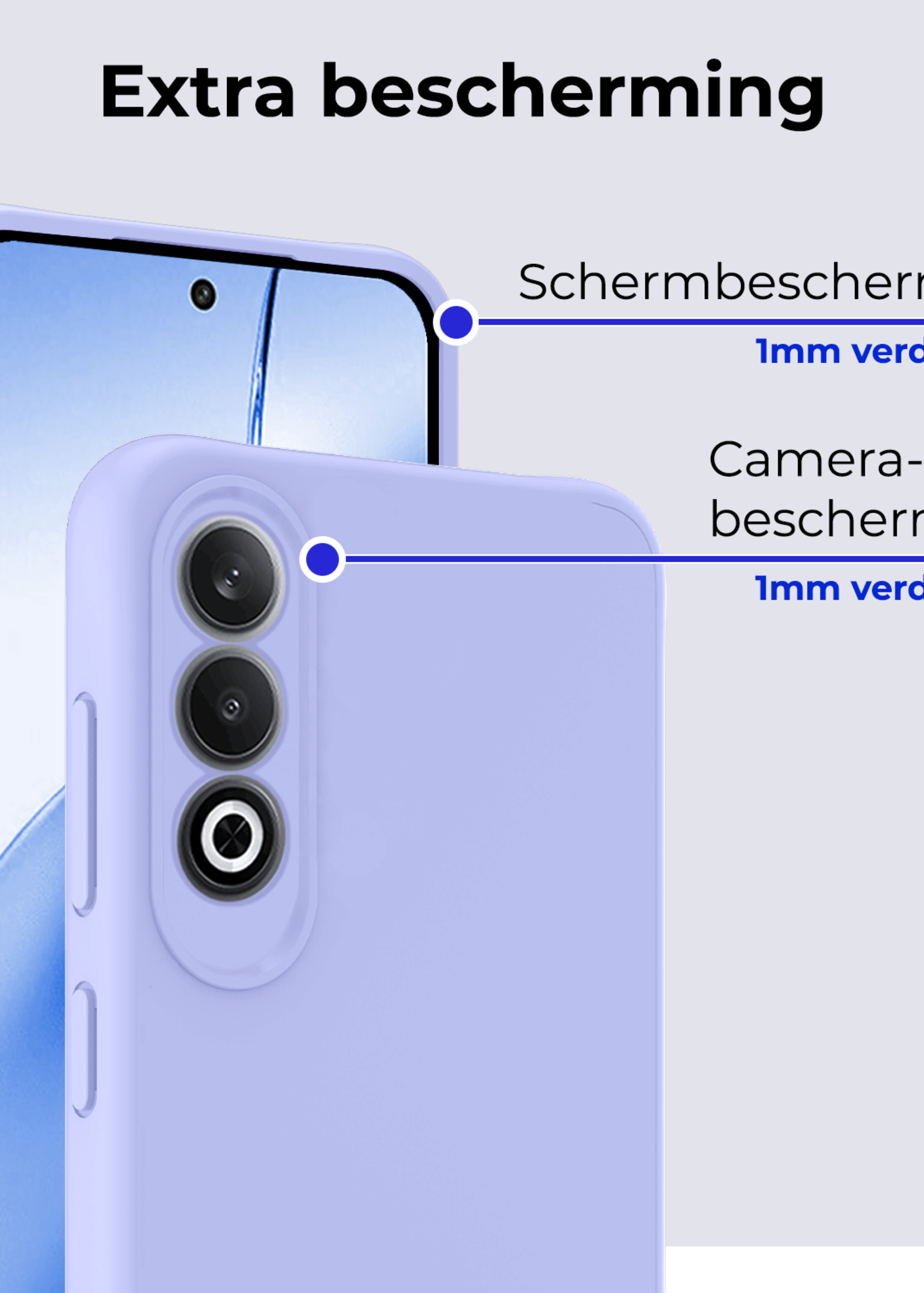 BTH Hoesje Geschikt voor OnePlus Nord CE4 Hoesje Siliconen Case Hoes Met Screenprotector - Hoes Geschikt voor OnePlus Nord CE4 Hoes Cover Case - Lichtblauw