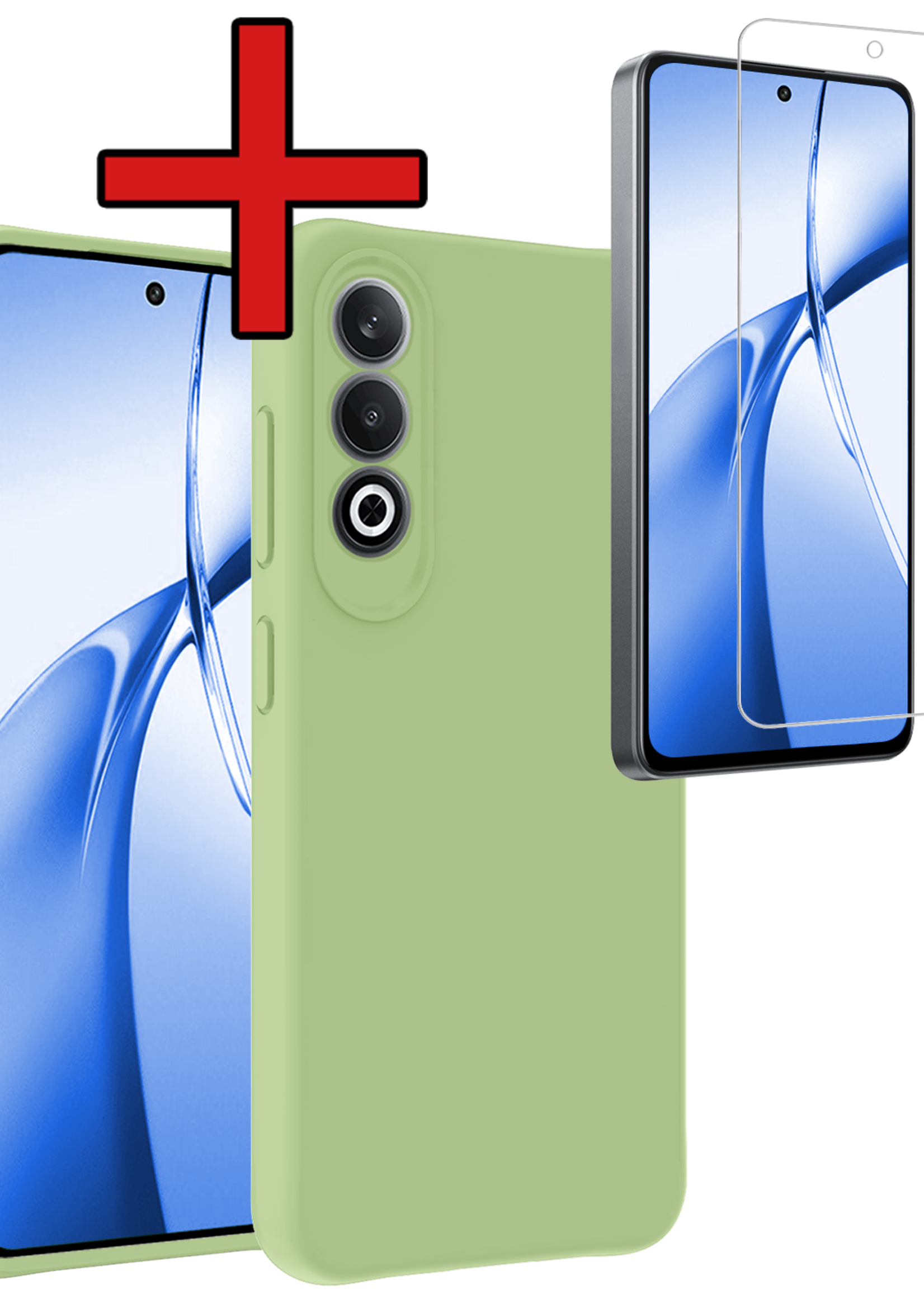 BTH Hoesje Geschikt voor OnePlus Nord CE4 Hoesje Siliconen Case Hoes Met Screenprotector - Hoes Geschikt voor OnePlus Nord CE4 Hoes Cover Case - Groen