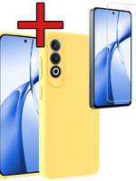 BTH BTH OnePlus Nord CE4 Hoesje Siliconen Met Screenprotector - Geel