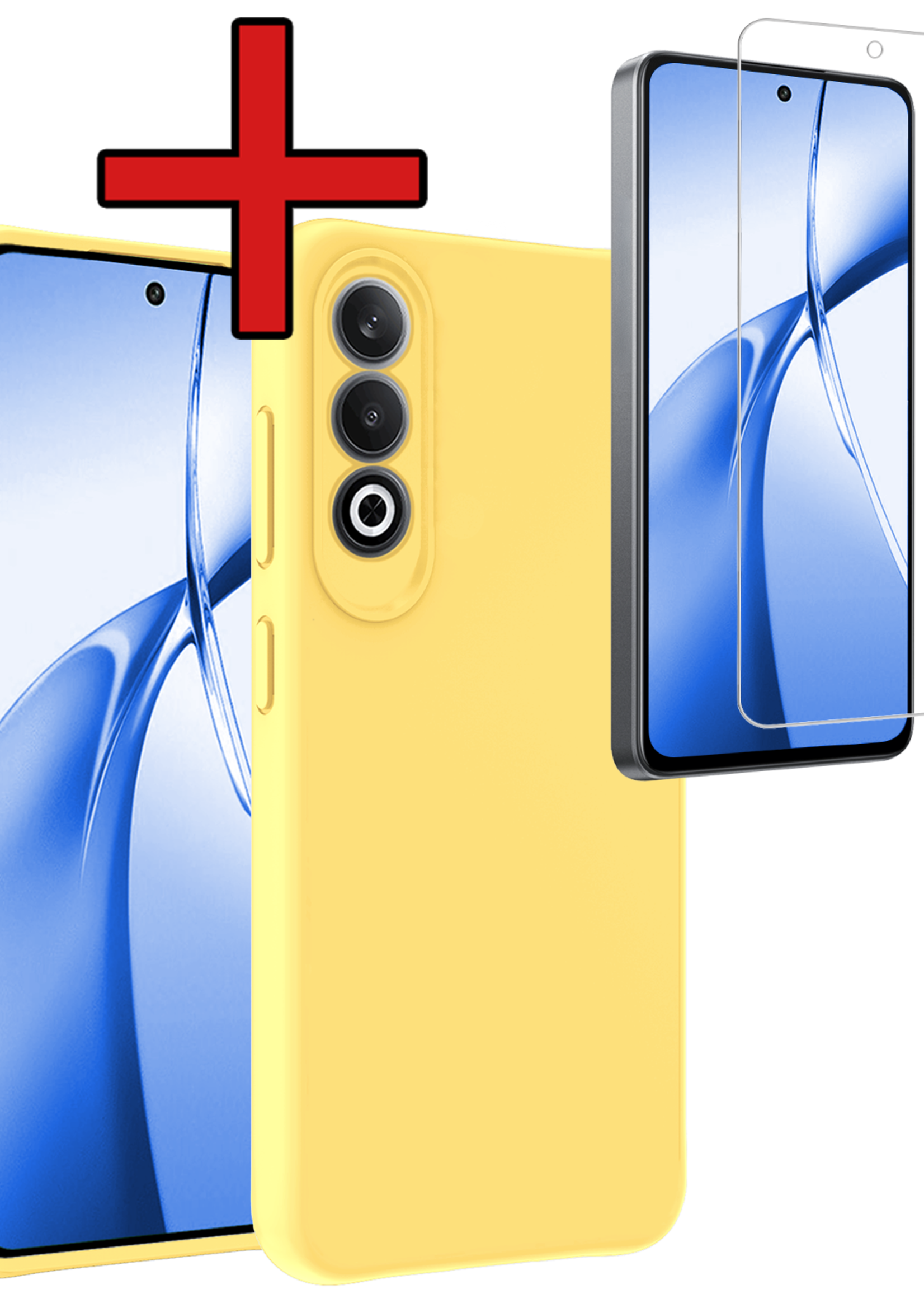 BTH Hoesje Geschikt voor OnePlus Nord CE4 Hoesje Siliconen Case Hoes Met Screenprotector - Hoes Geschikt voor OnePlus Nord CE4 Hoes Cover Case - Geel