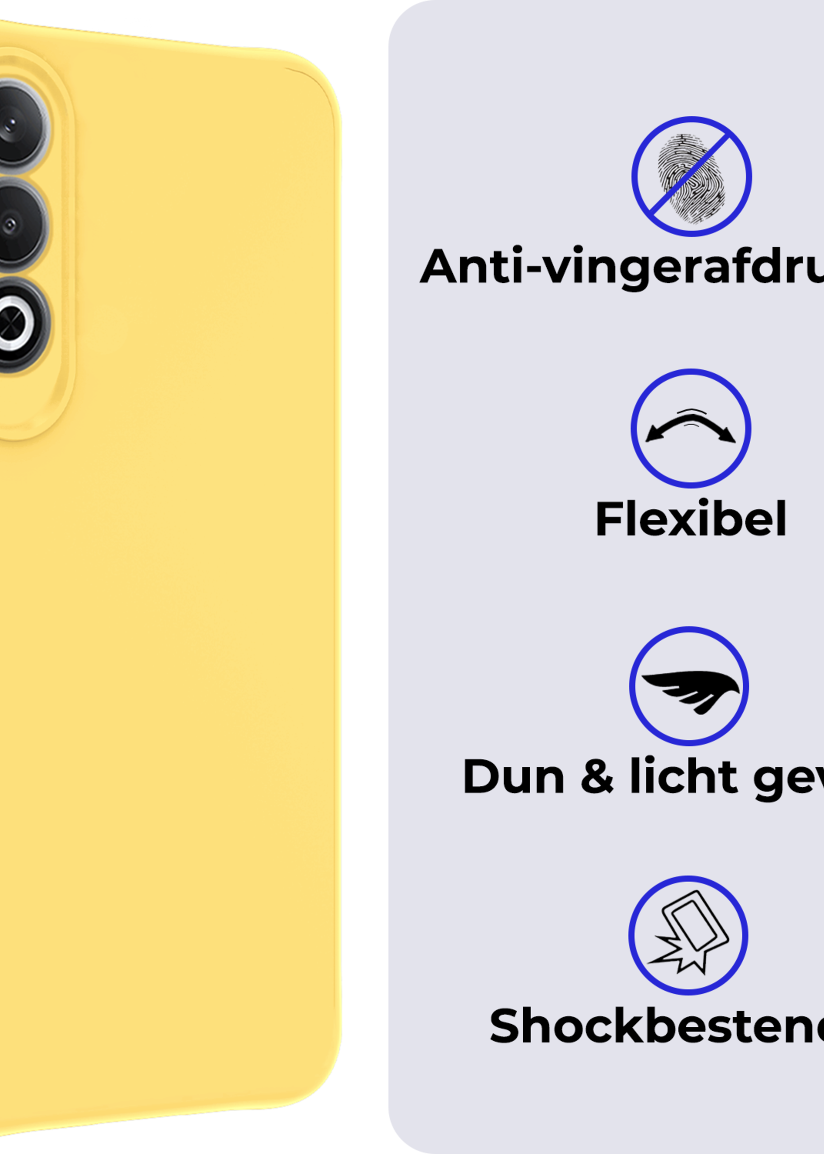 BTH Hoesje Geschikt voor OnePlus Nord CE4 Hoesje Siliconen Case Hoes Met Screenprotector - Hoes Geschikt voor OnePlus Nord CE4 Hoes Cover Case - Geel