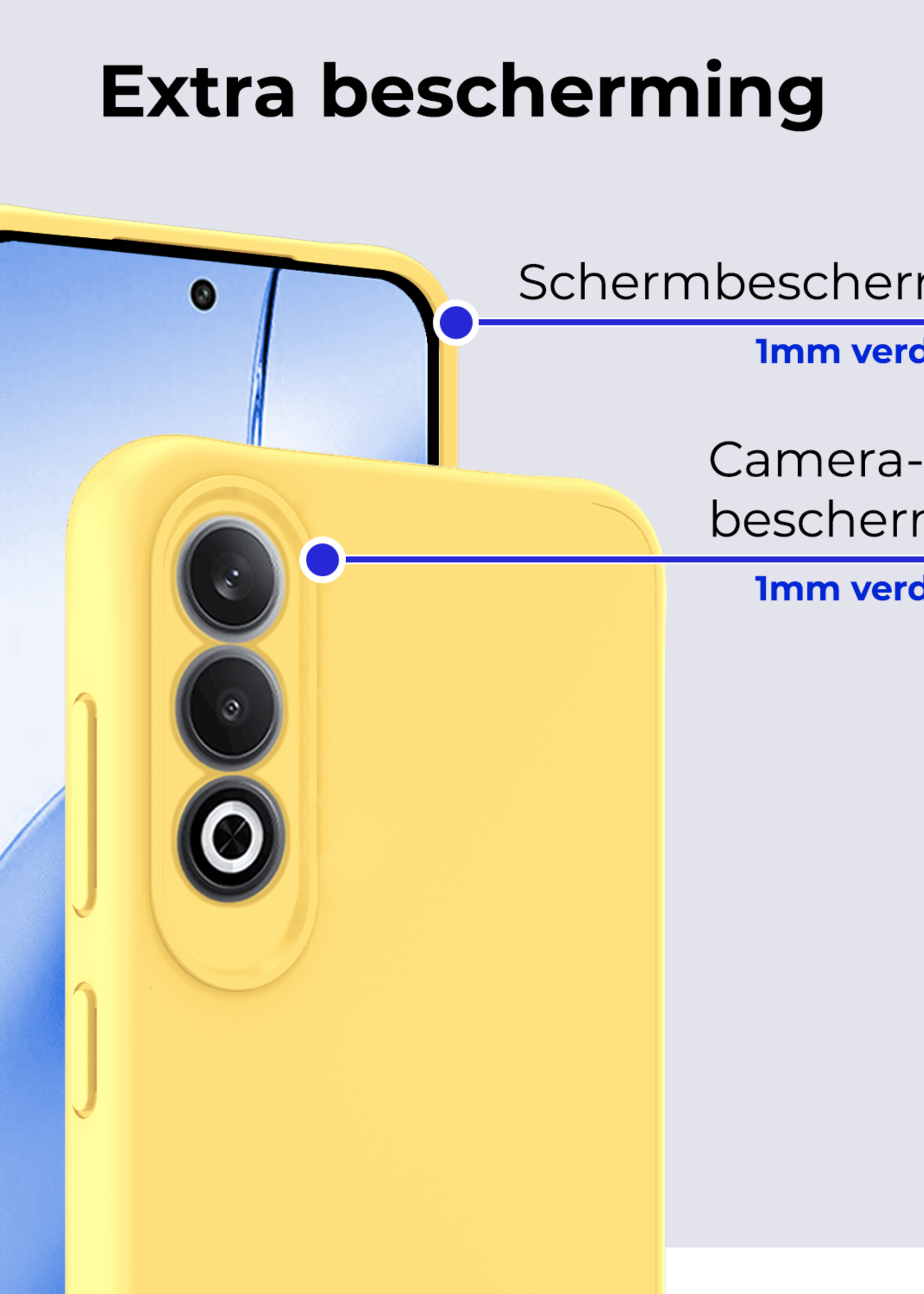 BTH Hoesje Geschikt voor OnePlus Nord CE4 Hoesje Siliconen Case Hoes Met Screenprotector - Hoes Geschikt voor OnePlus Nord CE4 Hoes Cover Case - Geel