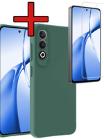 BTH BTH OnePlus Nord CE4 Hoesje Siliconen Met Screenprotector - Donkergroen