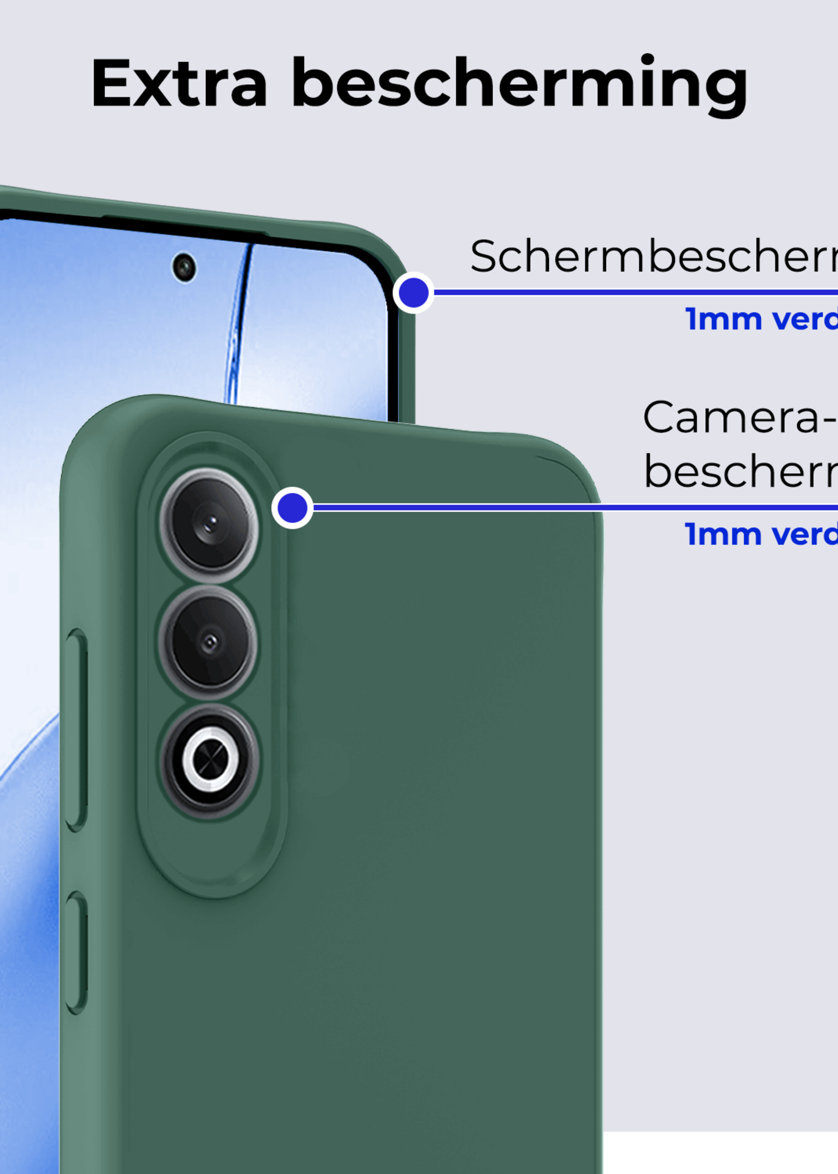 BTH Hoesje Geschikt voor OnePlus Nord CE4 Hoesje Siliconen Case Hoes Met Screenprotector - Hoes Geschikt voor OnePlus Nord CE4 Hoes Cover Case - Donkergroen