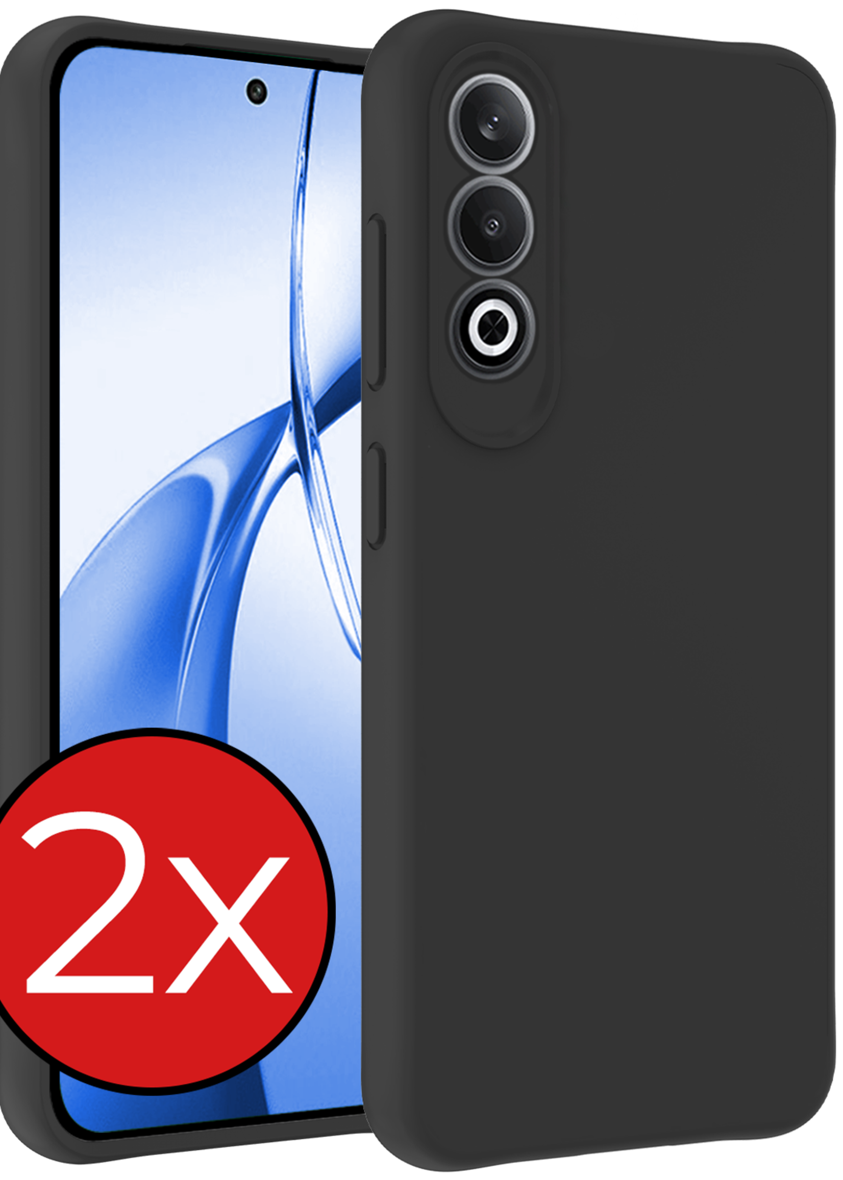 BTH Hoesje Geschikt voor OnePlus Nord CE4 Hoesje Siliconen Case Hoes - Hoes Geschikt voor OnePlus Nord CE4 Hoes Cover Case - Zwart - 2 PACK