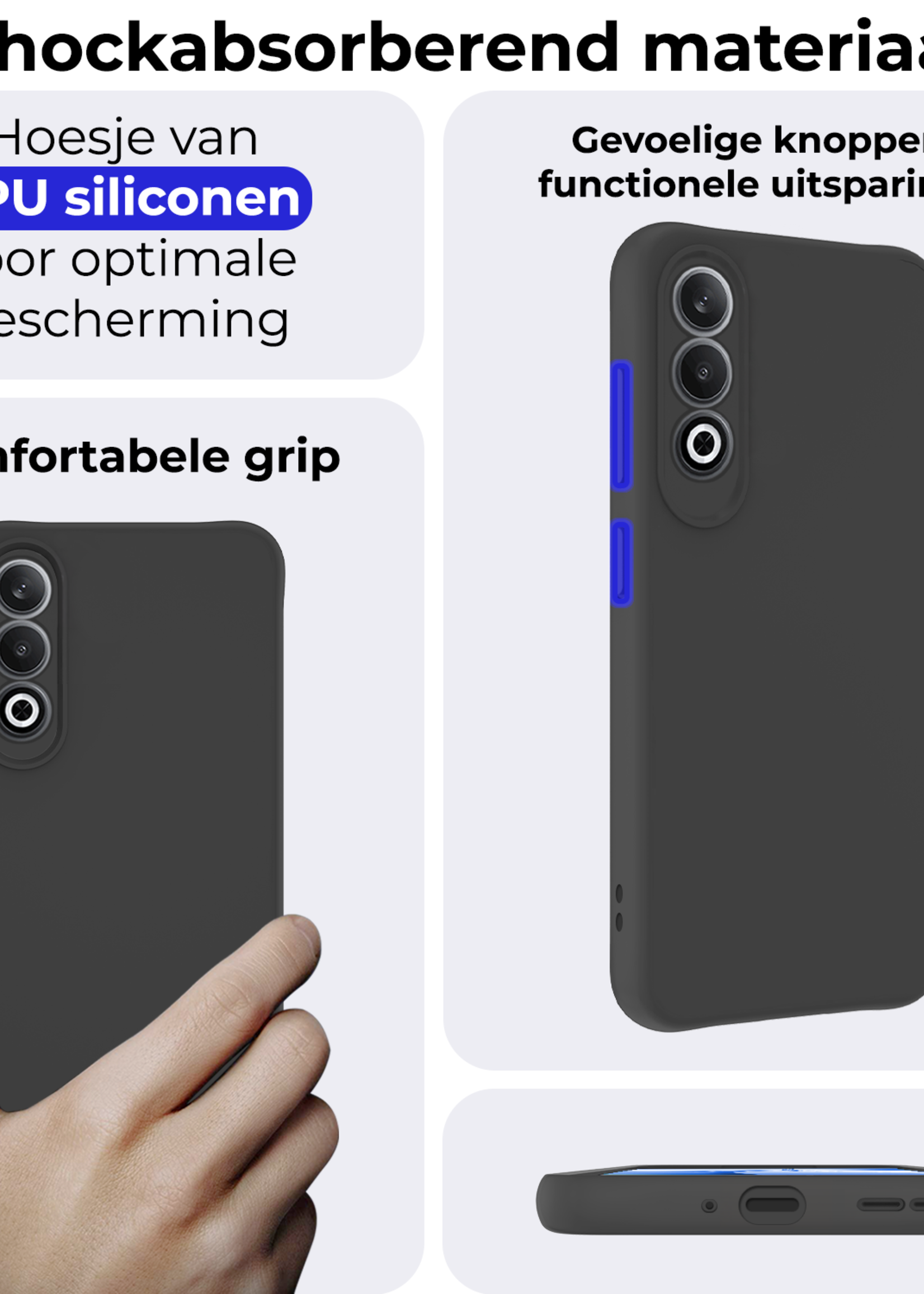 BTH Hoesje Geschikt voor OnePlus Nord CE4 Hoesje Siliconen Case Hoes - Hoes Geschikt voor OnePlus Nord CE4 Hoes Cover Case - Zwart - 2 PACK