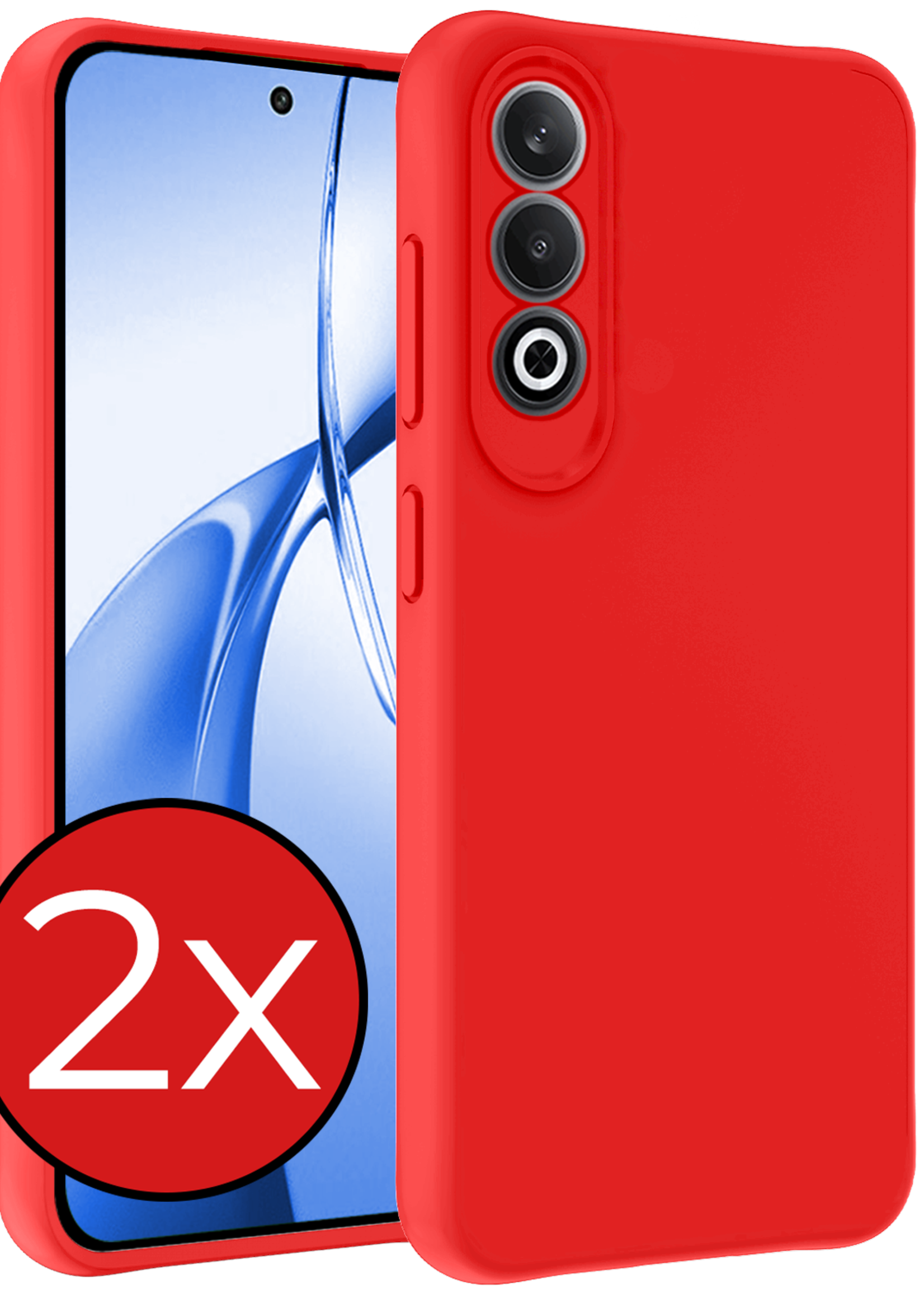 BTH Hoesje Geschikt voor OnePlus Nord CE4 Hoesje Siliconen Case Hoes - Hoes Geschikt voor OnePlus Nord CE4 Hoes Cover Case - Rood - 2 PACK