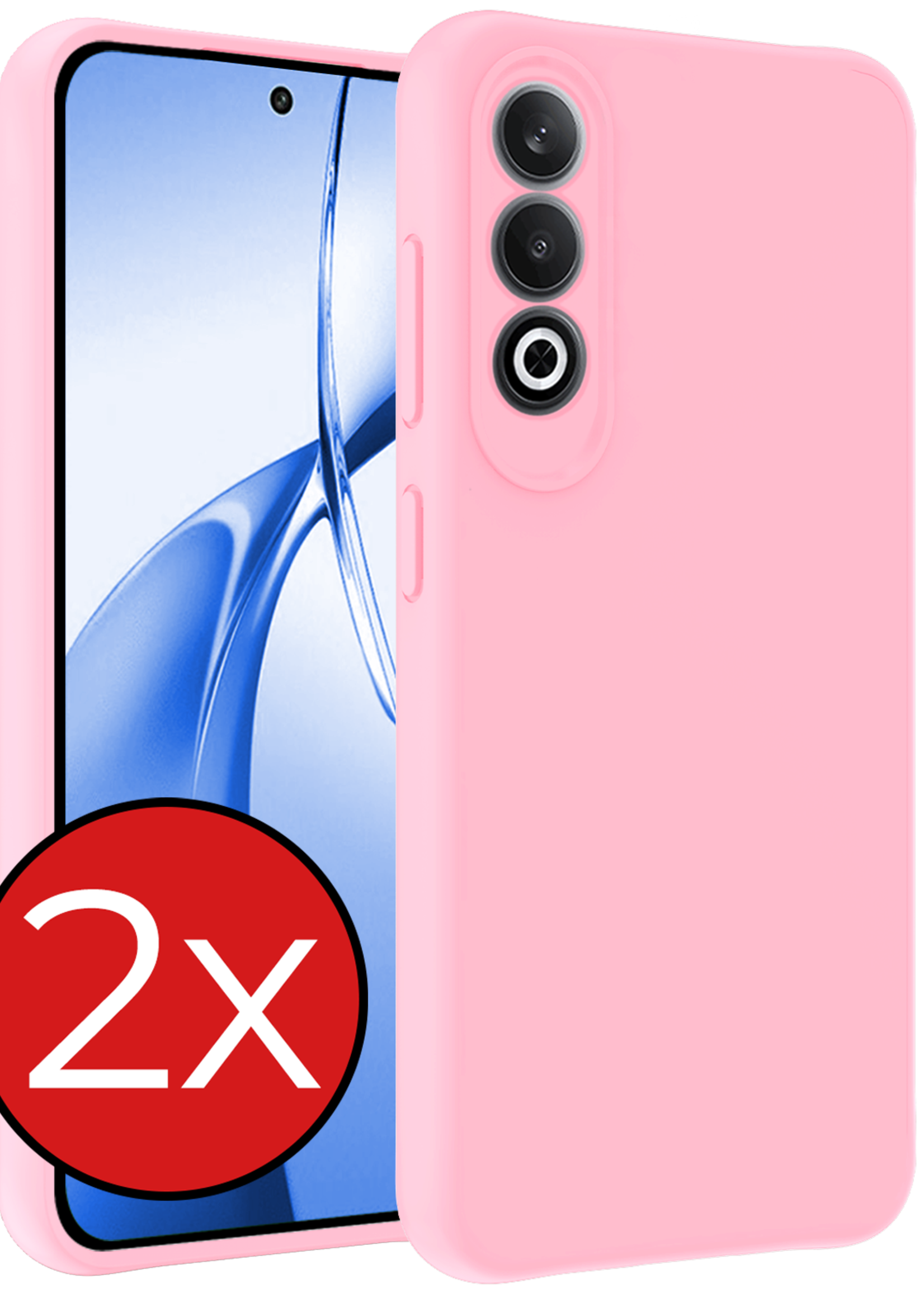 BTH Hoesje Geschikt voor OnePlus Nord CE4 Hoesje Siliconen Case Hoes - Hoes Geschikt voor OnePlus Nord CE4 Hoes Cover Case - Lichtroze - 2 PACK
