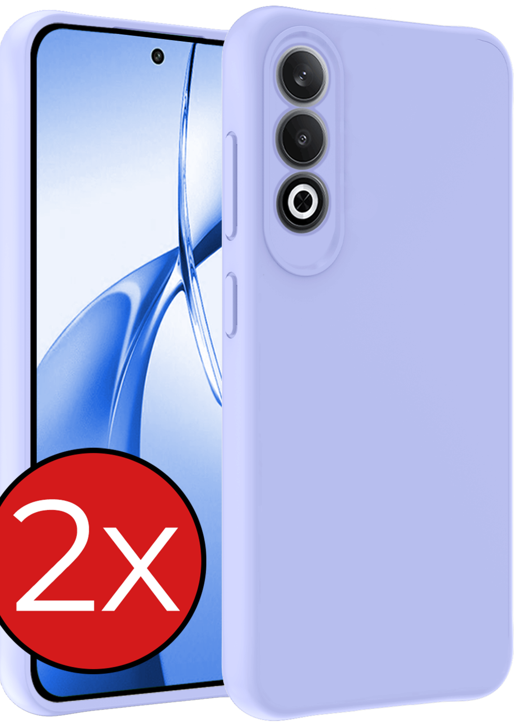 BTH Hoesje Geschikt voor OnePlus Nord CE4 Hoesje Siliconen Case Hoes - Hoes Geschikt voor OnePlus Nord CE4 Hoes Cover Case - Lichtblauw - 2 PACK