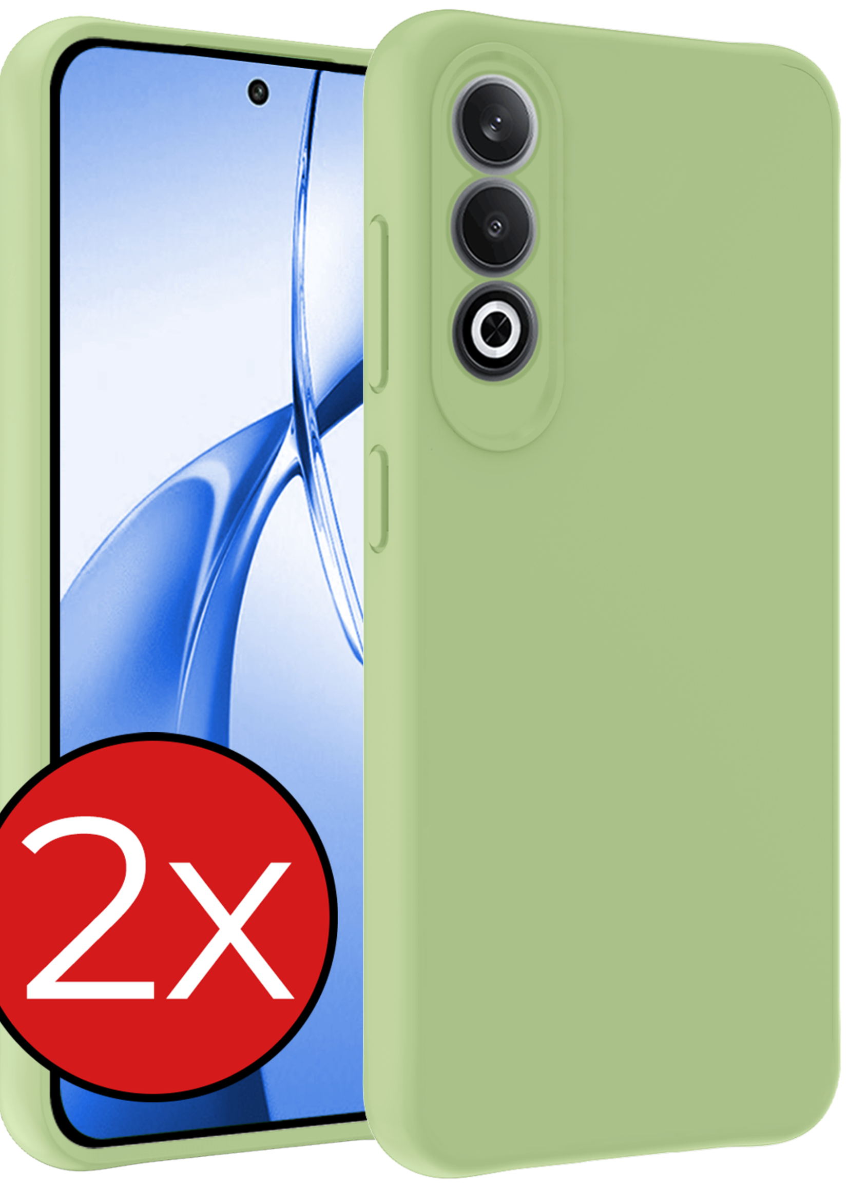 BTH Hoesje Geschikt voor OnePlus Nord CE4 Hoesje Siliconen Case Hoes - Hoes Geschikt voor OnePlus Nord CE4 Hoes Cover Case - Groen - 2 PACK