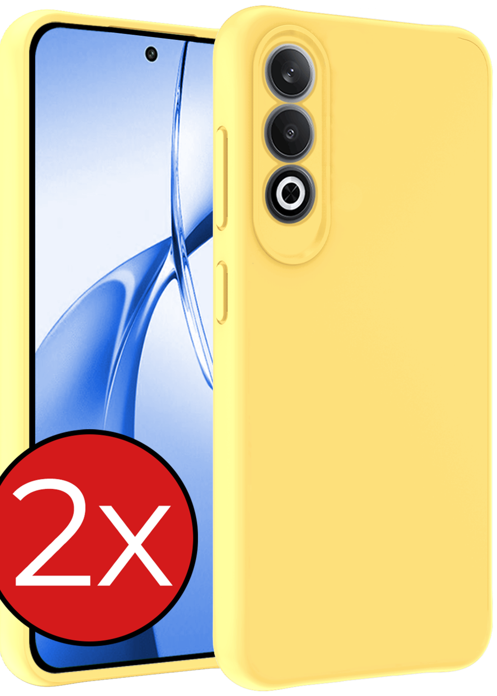 BTH Hoesje Geschikt voor OnePlus Nord CE4 Hoesje Siliconen Case Hoes - Hoes Geschikt voor OnePlus Nord CE4 Hoes Cover Case - Geel - 2 PACK