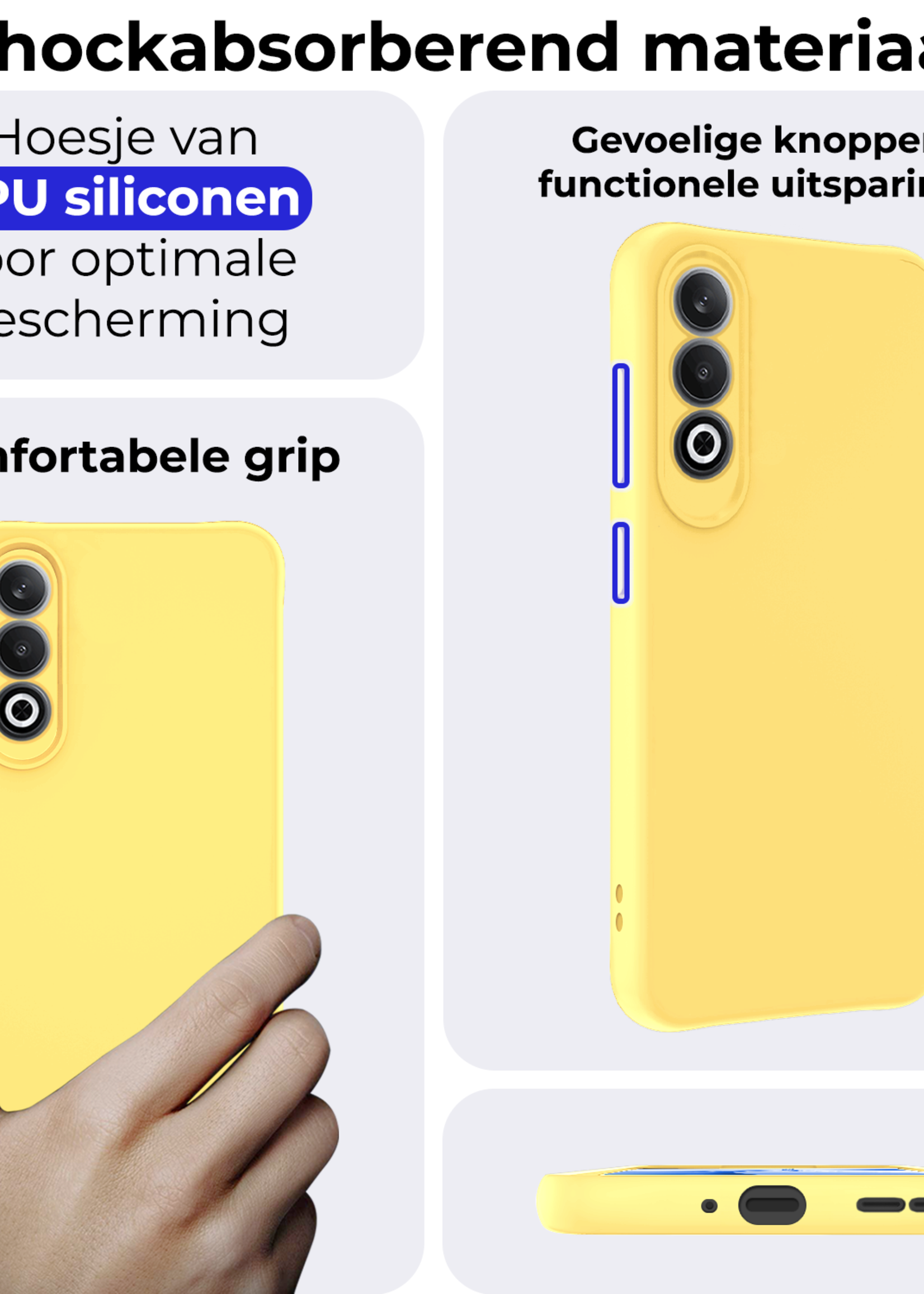 BTH Hoesje Geschikt voor OnePlus Nord CE4 Hoesje Siliconen Case Hoes - Hoes Geschikt voor OnePlus Nord CE4 Hoes Cover Case - Geel - 2 PACK