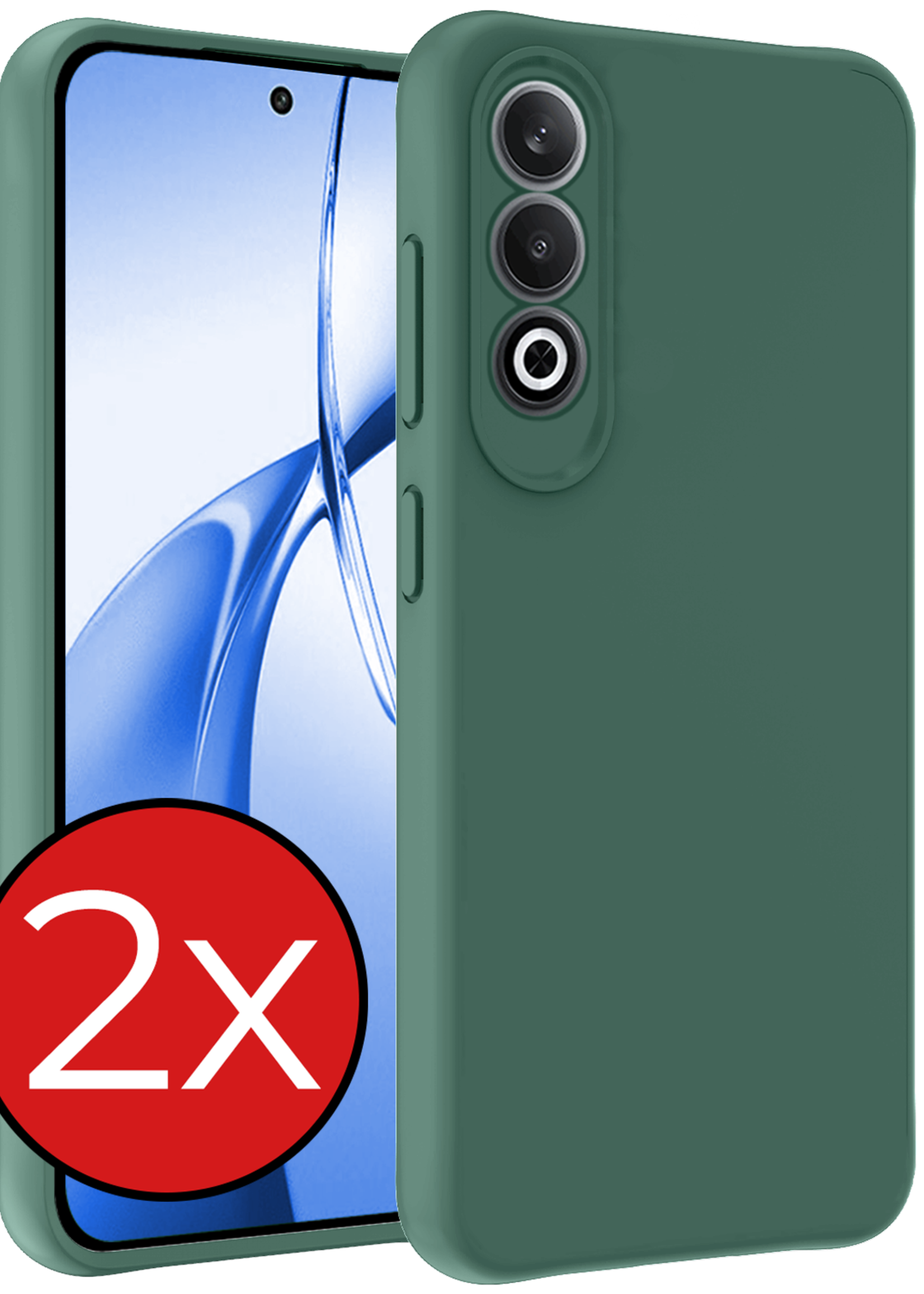 BTH Hoesje Geschikt voor OnePlus Nord CE4 Hoesje Siliconen Case Hoes - Hoes Geschikt voor OnePlus Nord CE4 Hoes Cover Case - Donkergroen - 2 PACK