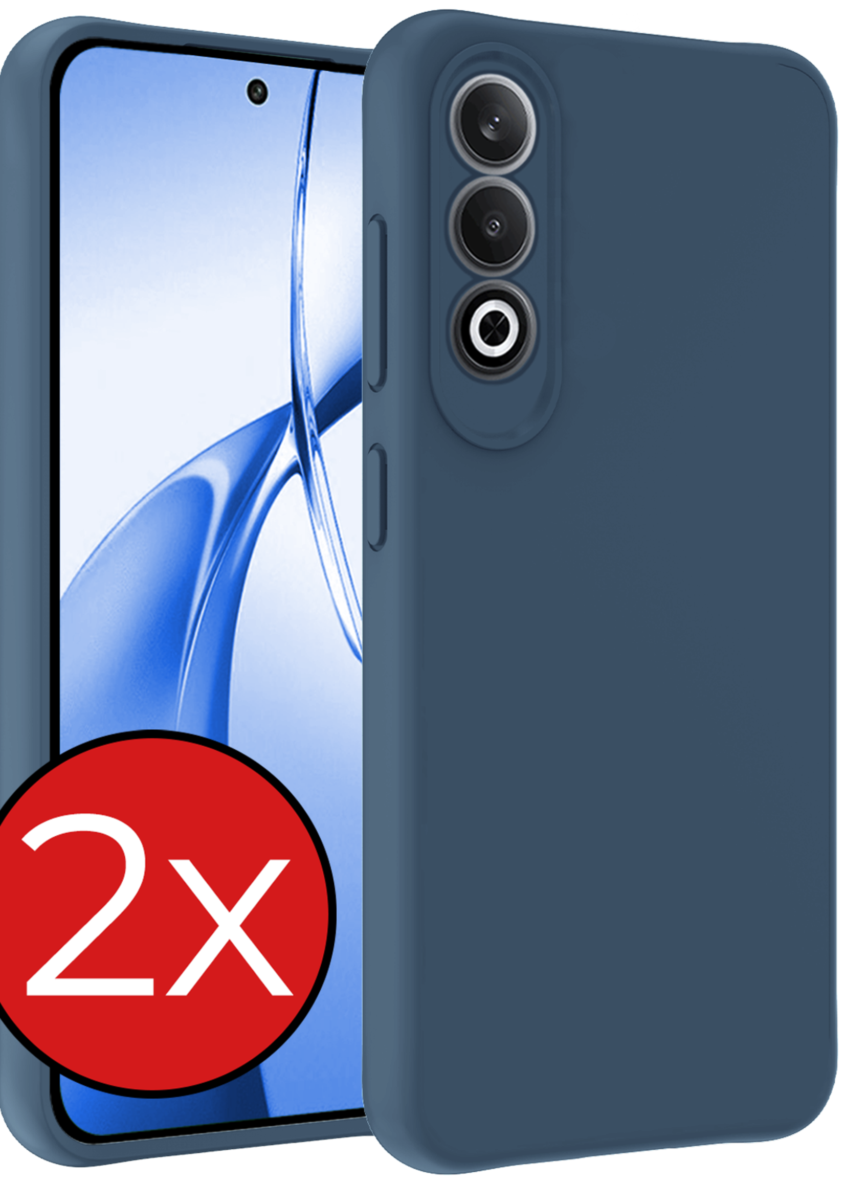 BTH Hoesje Geschikt voor OnePlus Nord CE4 Hoesje Siliconen Case Hoes - Hoes Geschikt voor OnePlus Nord CE4 Hoes Cover Case - Donkerblauw - 2 PACK