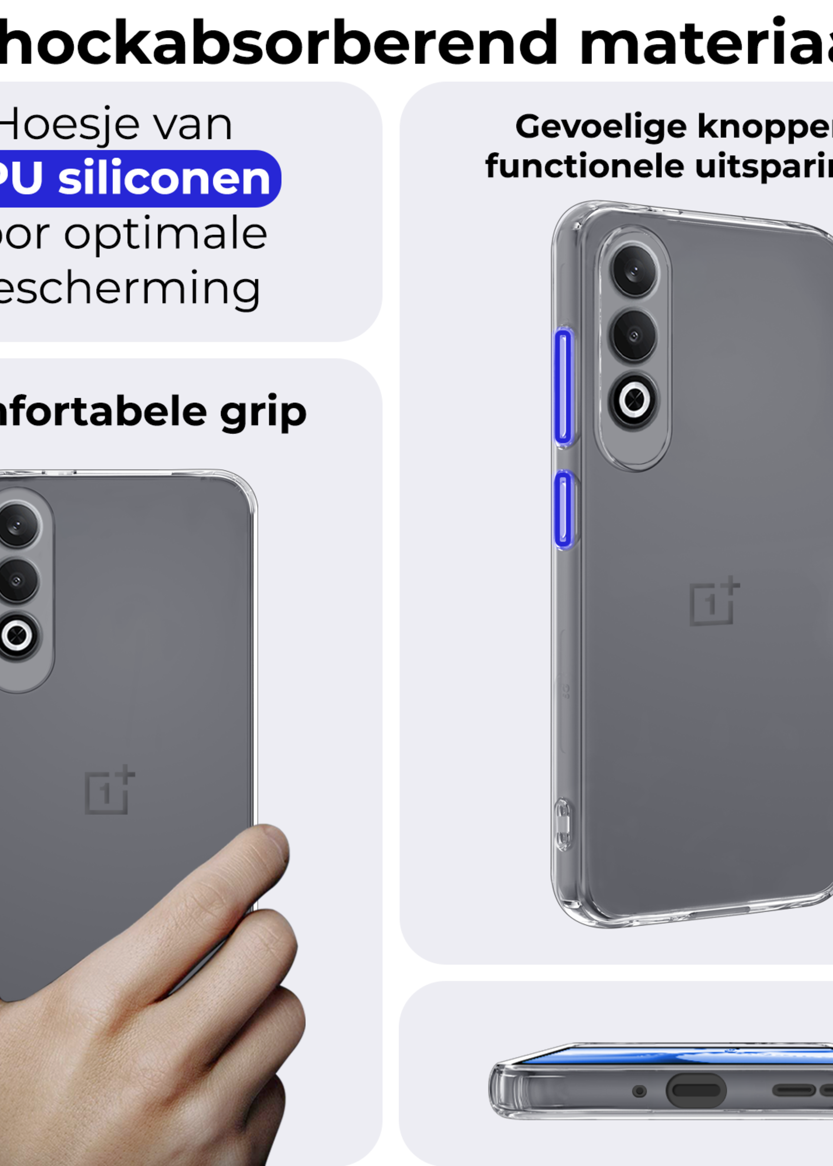 BTH Hoesje Geschikt voor OnePlus Nord CE4 Hoesje Siliconen Case Hoes - Hoes Geschikt voor OnePlus Nord CE4 Hoes Cover Case - Transparant