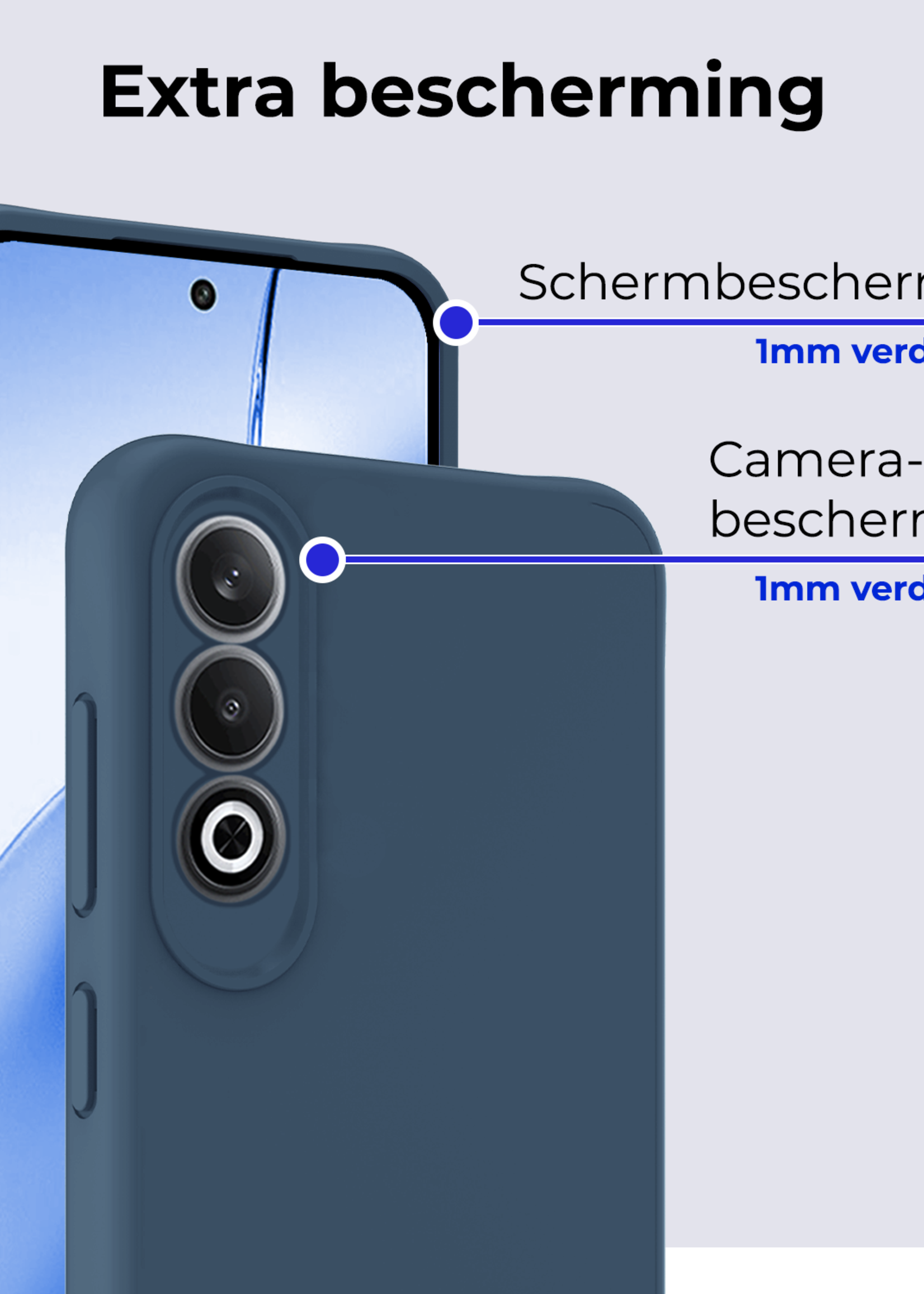 BTH Hoesje Geschikt voor OnePlus Nord CE4 Hoesje Siliconen Case Hoes - Hoes Geschikt voor OnePlus Nord CE4 Hoes Cover Case - Donkerblauw
