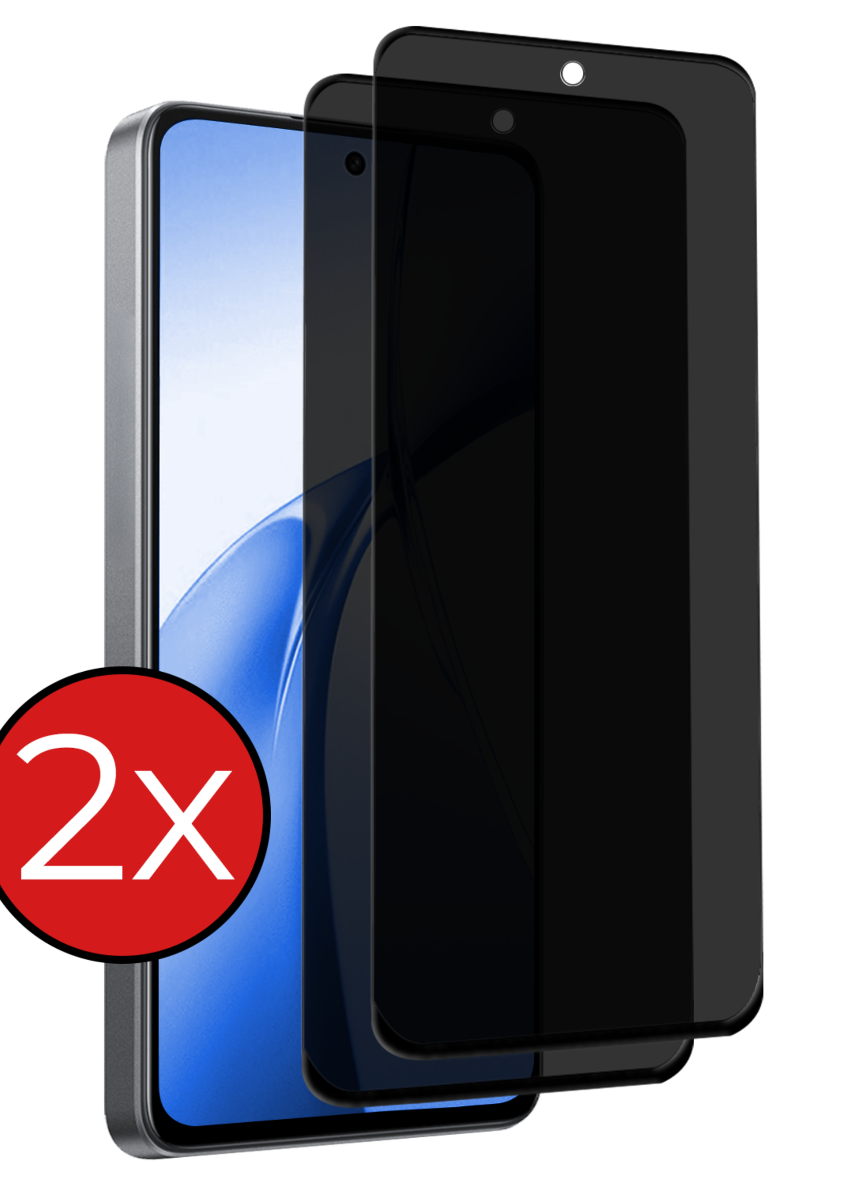 BTH Screenprotector Geschikt voor OnePlus Nord CE4 Screenprotector Privacy Glas Gehard Full Cover - Screenprotector Geschikt voor OnePlus Nord CE4 Screenprotector Privacy Tempered Glass - 2 PACK