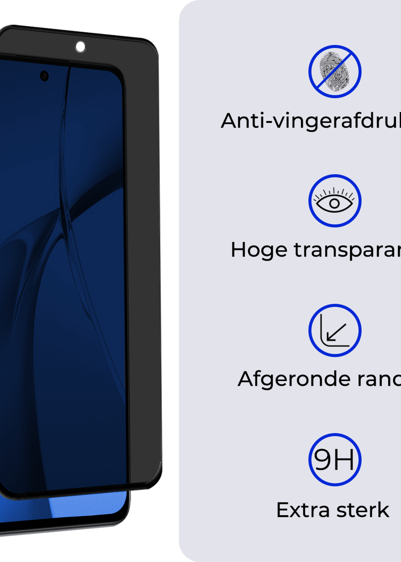 BTH Screenprotector Geschikt voor OnePlus Nord CE4 Screenprotector Privacy Glas Gehard Full Cover - Screenprotector Geschikt voor OnePlus Nord CE4 Screenprotector Privacy Tempered Glass - 3 PACK