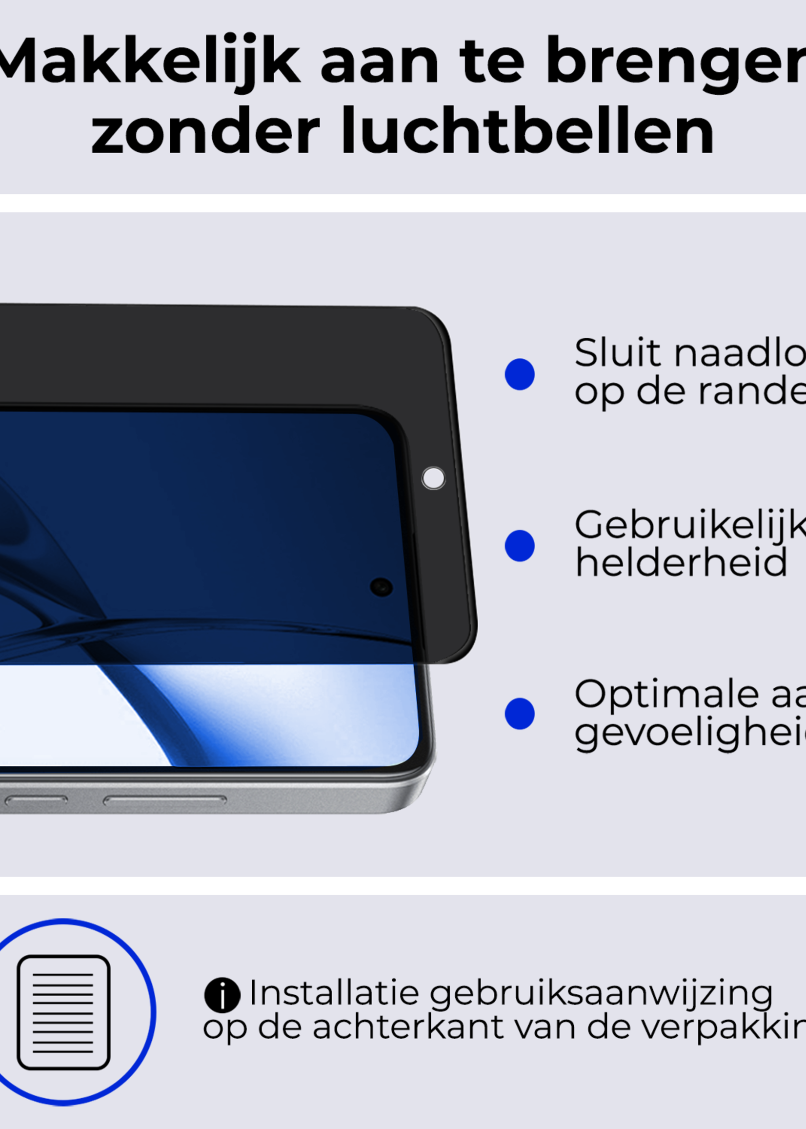 BTH Screenprotector Geschikt voor OnePlus Nord CE4 Screenprotector Privacy Glas Gehard Full Cover - Screenprotector Geschikt voor OnePlus Nord CE4 Screenprotector Privacy Tempered Glass - 3 PACK