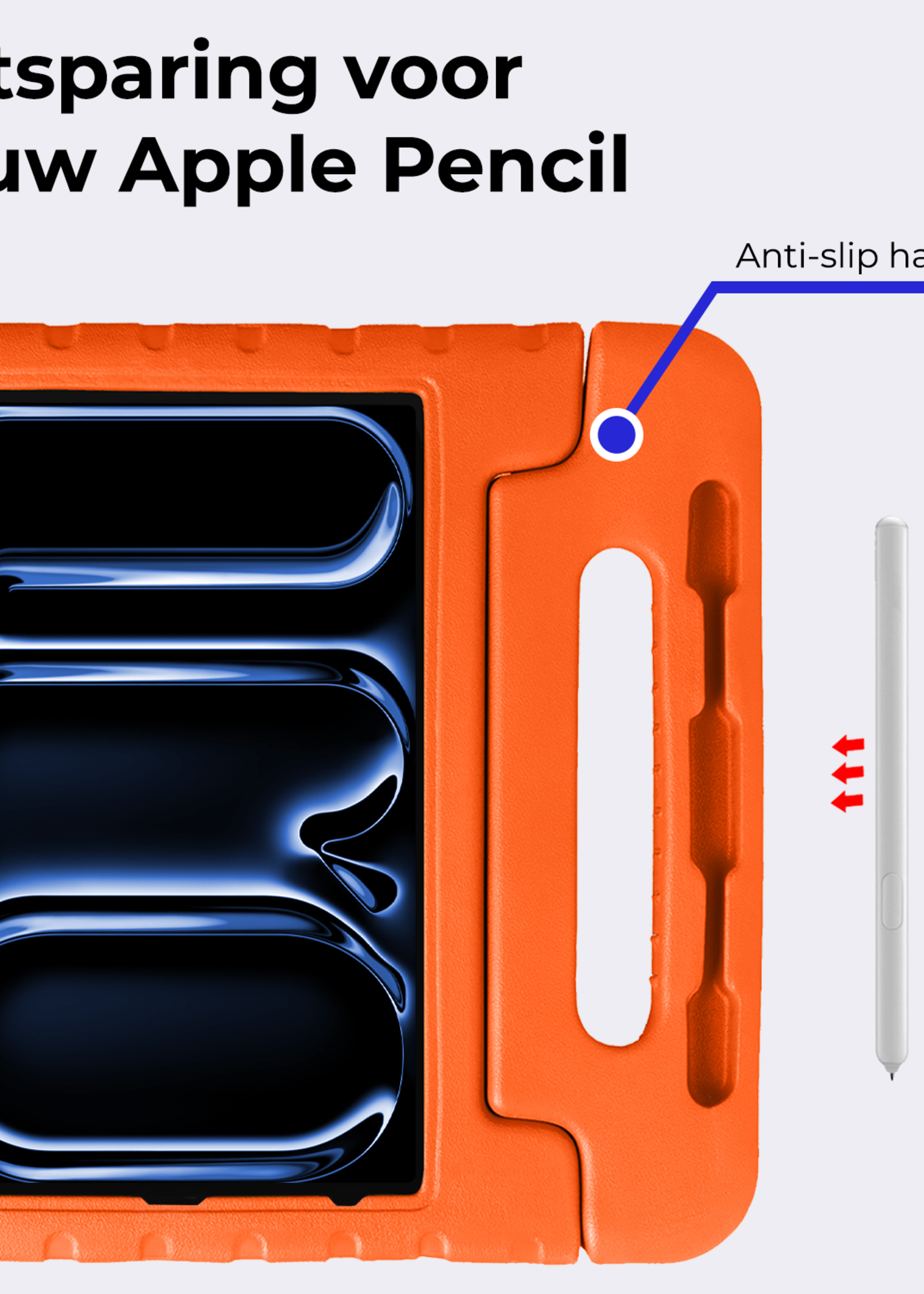BTH Kinderhoes Geschikt voor iPad Pro 2018/2020/2021/2022 (12,9 inch) Hoes Kinder Hoesje Kids Case Cover Kidsproof Met 2x Screenprotector - Hoesje Geschikt voor iPad Pro 12,9 inch 2018/2020/2021/2022 Hoesje Kinder Hoes - Oranje