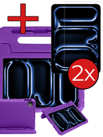 BTH BTH iPad Pro 2018/2020/2021/2022 (12,9 inch) Kinderhoes Met 2x Screenprotector - Paars