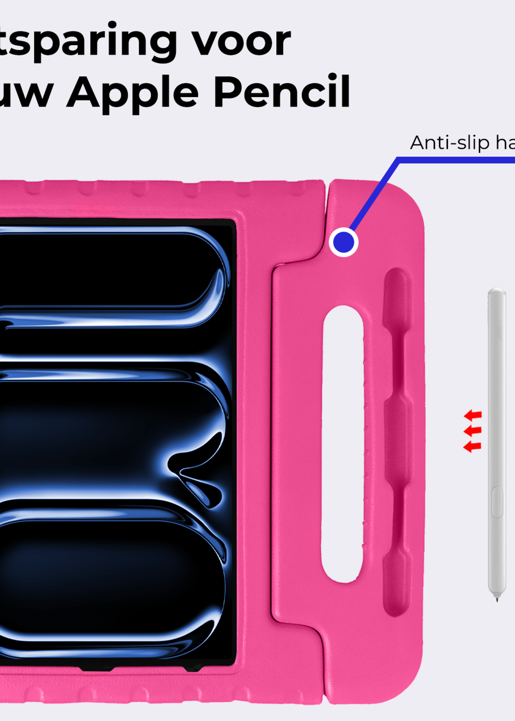 BTH Kinderhoes Geschikt voor iPad Pro 2018/2020/2021/2022 (12,9 inch) Hoes Kinder Hoesje Kids Case Cover Kidsproof Met 2x Screenprotector - Hoesje Geschikt voor iPad Pro 12,9 inch 2018/2020/2021/2022 Hoesje Kinder Hoes - Roze
