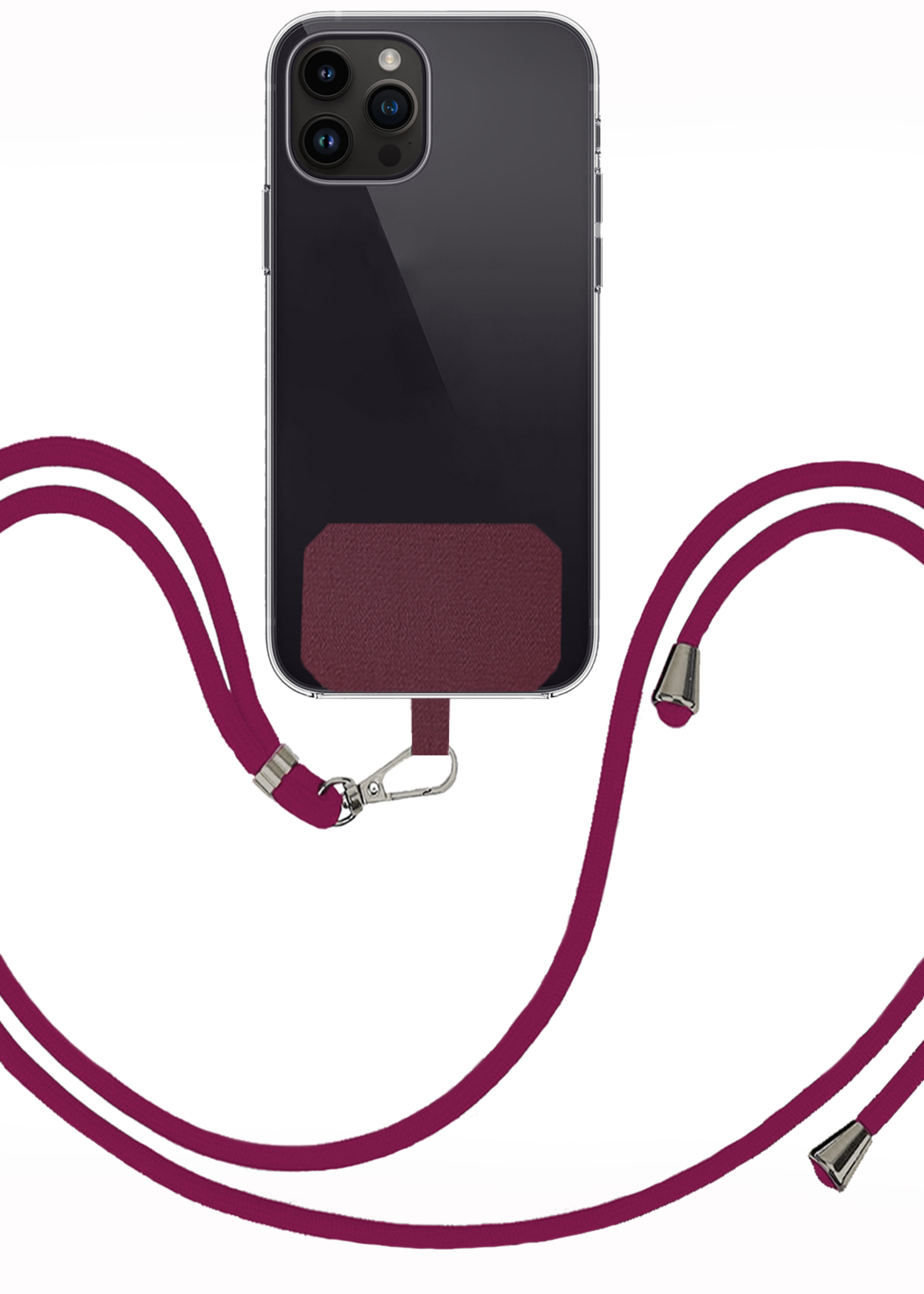 BTH Telefoonkoord Universeel Verstelbaar Telefoon Koord Telefoonkoorden Telefoonketting - 150 cm - Donkerrood