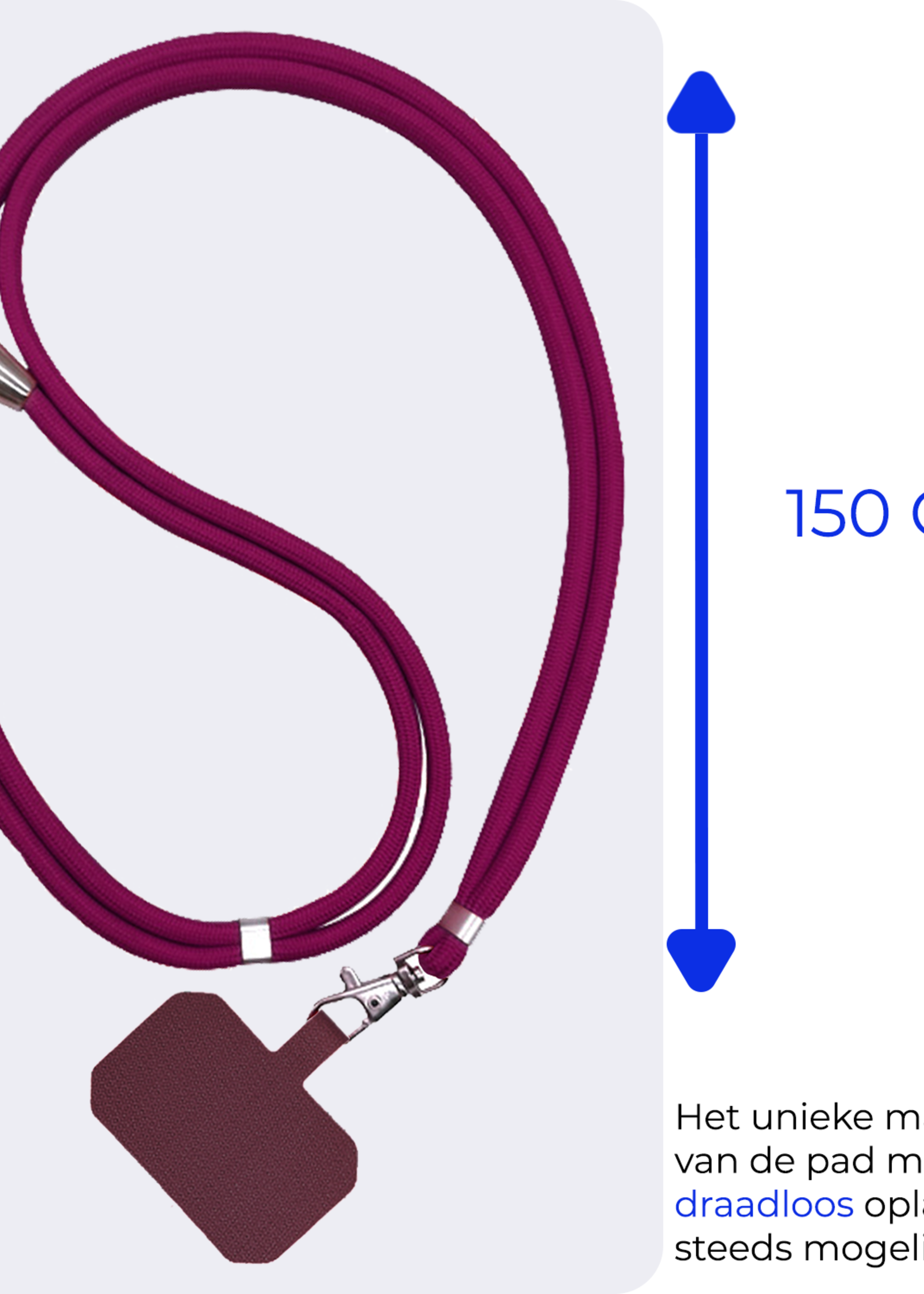 BTH Telefoonkoord Universeel Verstelbaar Telefoon Koord Telefoonkoorden Telefoonketting - 150 cm - Donkerrood