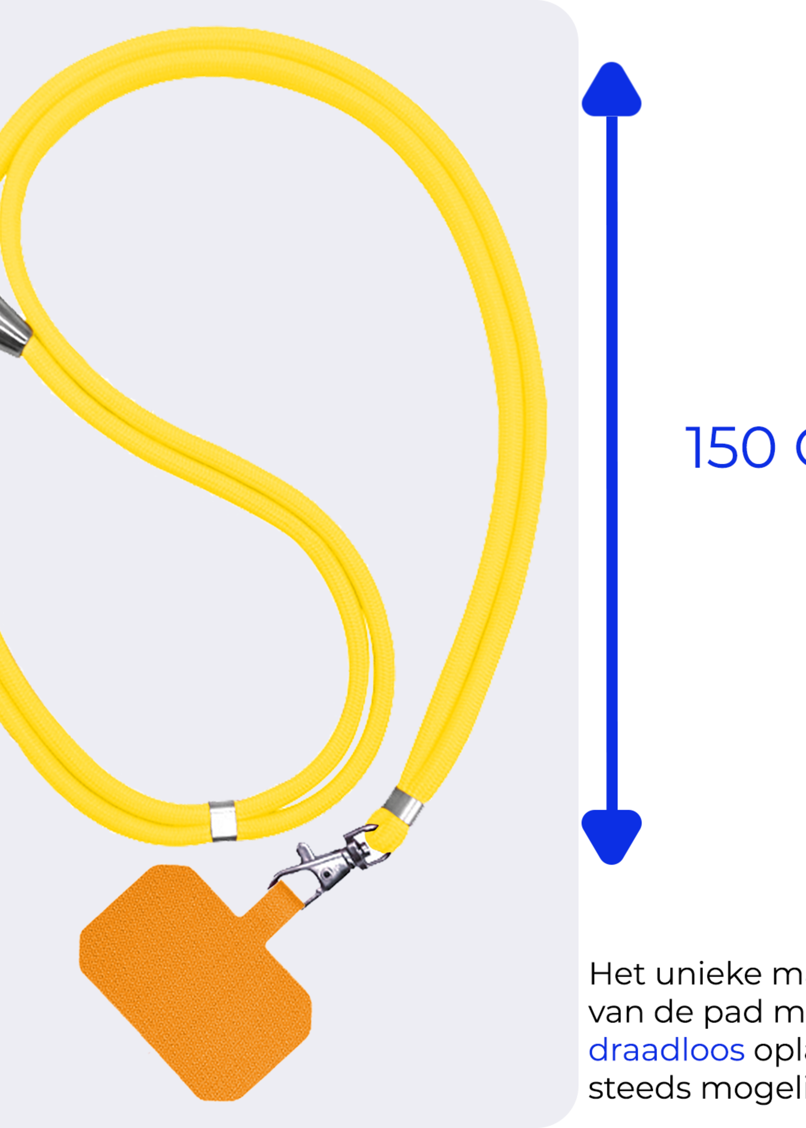 BTH Telefoonkoord Universeel Verstelbaar Telefoon Koord Telefoonkoorden Telefoonketting - 150 cm - Geel