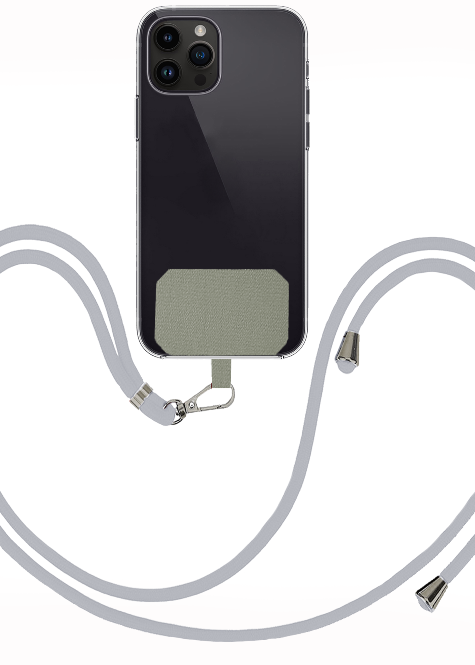 BTH Telefoonkoord Universeel Verstelbaar Telefoon Koord Telefoonkoorden Telefoonketting - 150 cm - Lichtgrijs