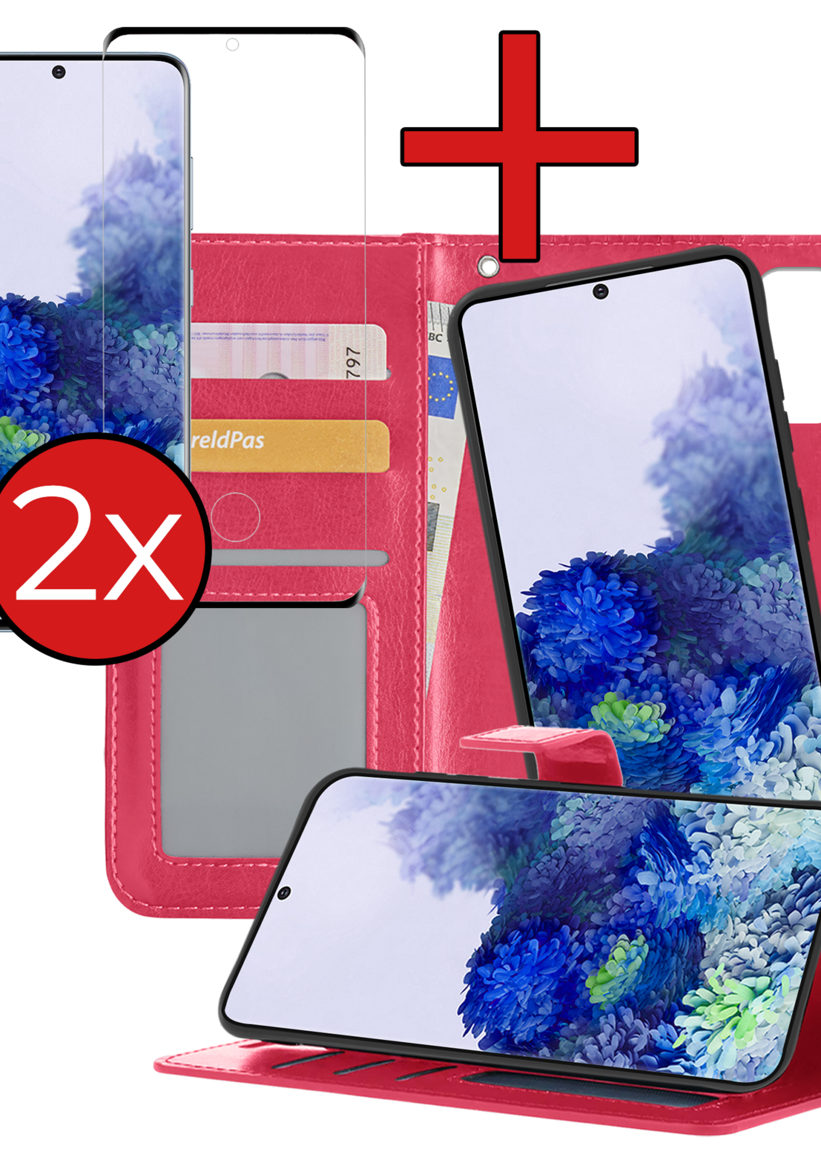 BTH Hoesje Geschikt voor <model> Hoesje Book Case Uitneembare 2-in-1 Hoes Met 2x Screenprotector - Hoes Geschikt voor <model2> Hoes Wallet Case Pashouder Hoesje - <color>