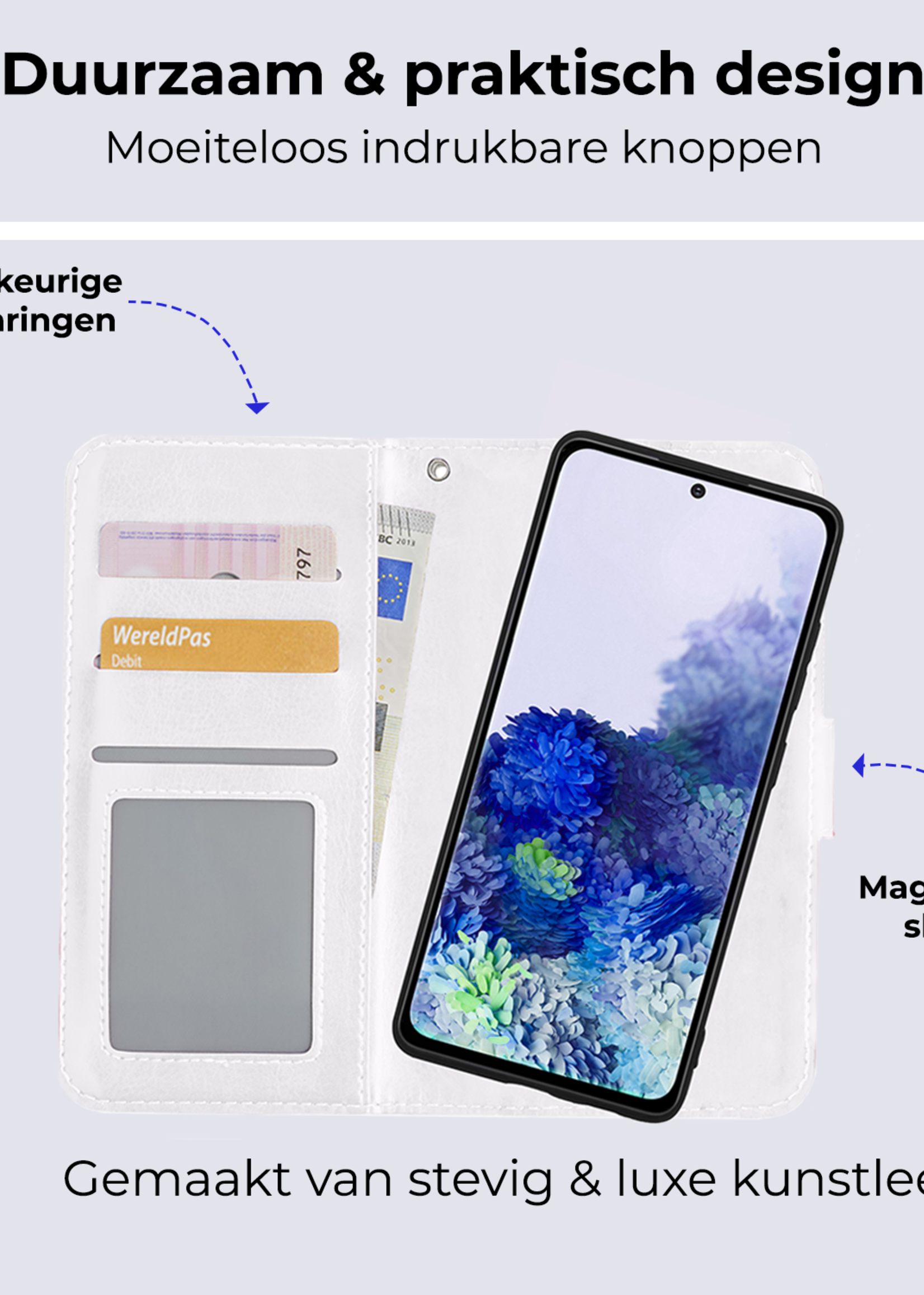 BTH Hoesje Geschikt voor <model> Hoesje Book Case Uitneembare 2-in-1 Hoes Met 2x Screenprotector - Hoes Geschikt voor <model2> Hoes Wallet Case Pashouder Hoesje - <color>