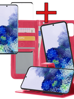 BTH BTH Samsung Galaxy S20 Ultra Hoesje Bookcase Uitneembaar Met Screenprotector - Donkerroze