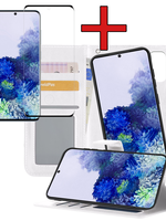 BTH BTH Samsung Galaxy S20 Ultra Hoesje Bookcase Uitneembaar Met Screenprotector - Wit